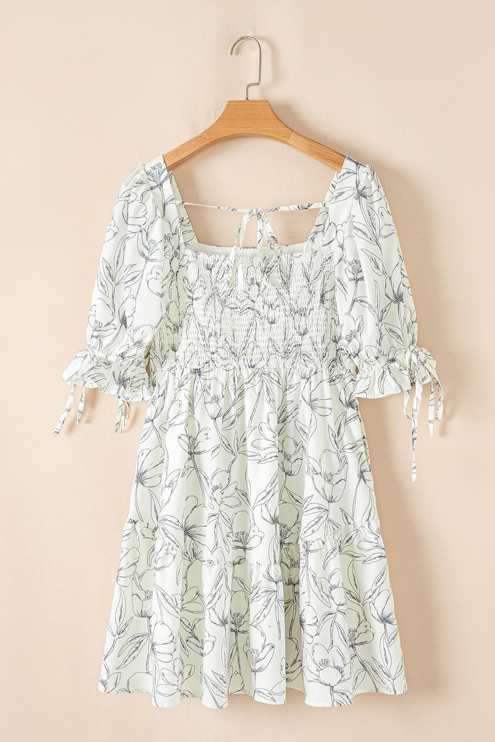 Floral Square Neck Shirred Back Mini Dress - Rooted & Reckless Co.