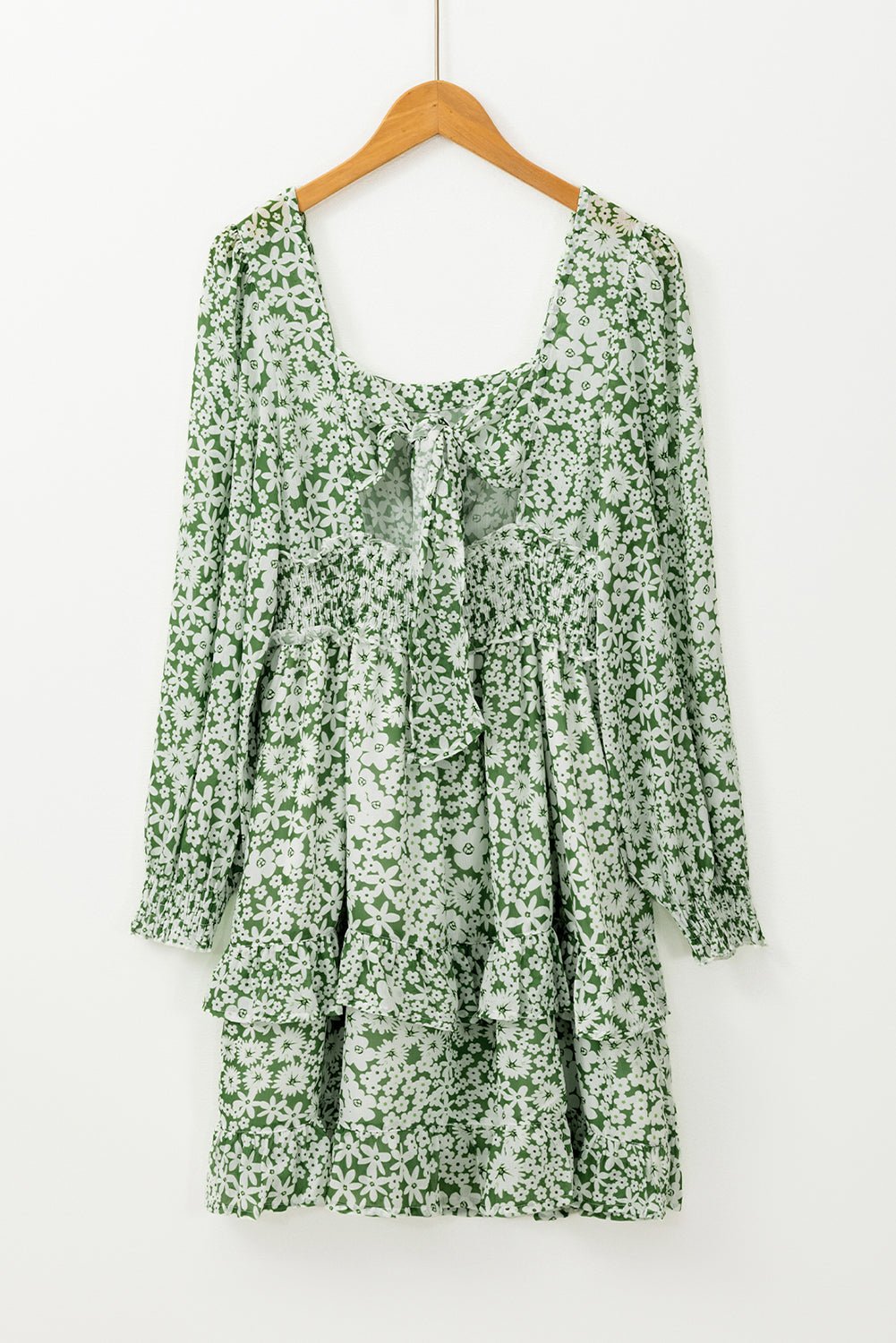 Floral Square Neck Shirred Waist Ruffle Dress - Rooted & Reckless Co.