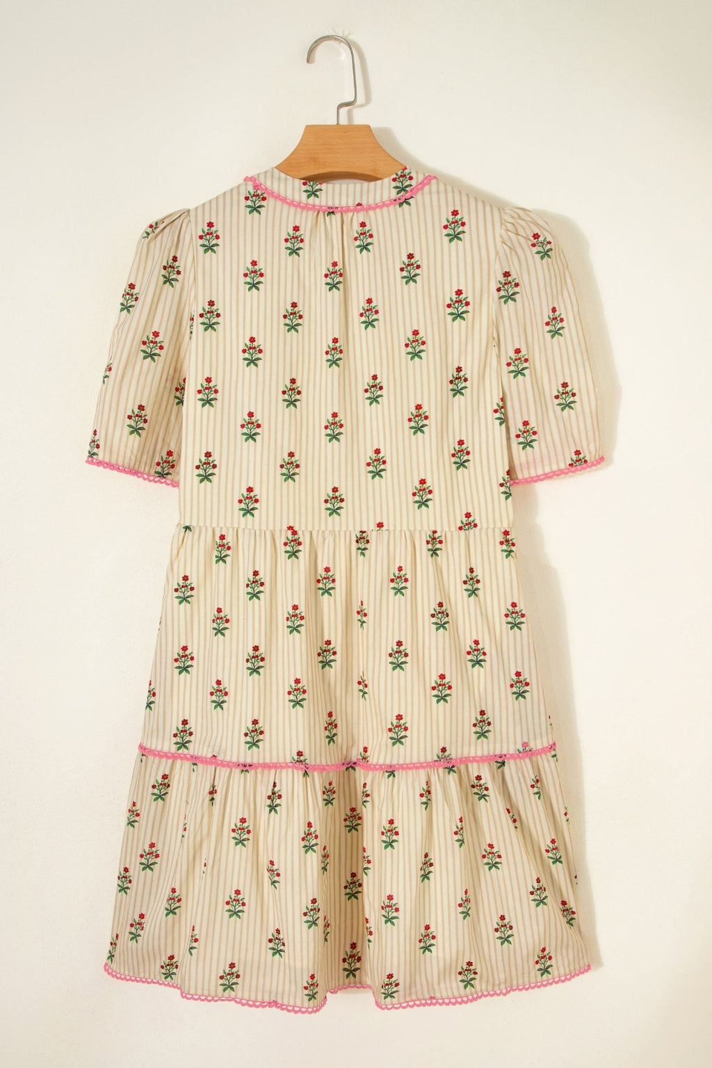 Floral Stripe Contrast Ruffle Hem Mini Dress - Rooted & Reckless Co.