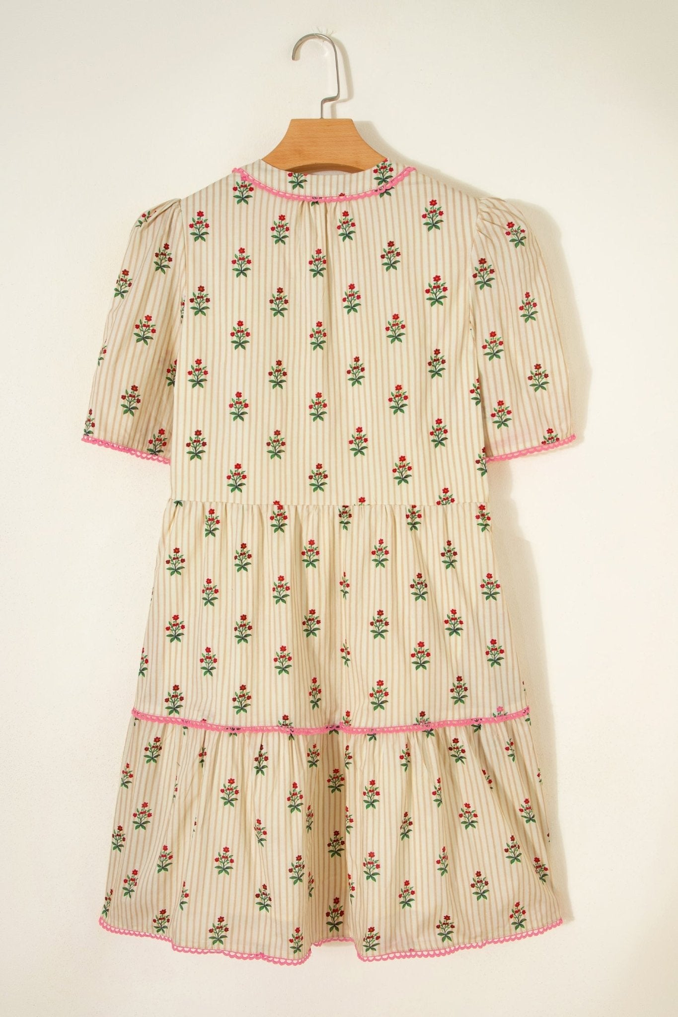 Floral Stripe Contrast Ruffle Hem Mini Dress - Rooted & Reckless Co.