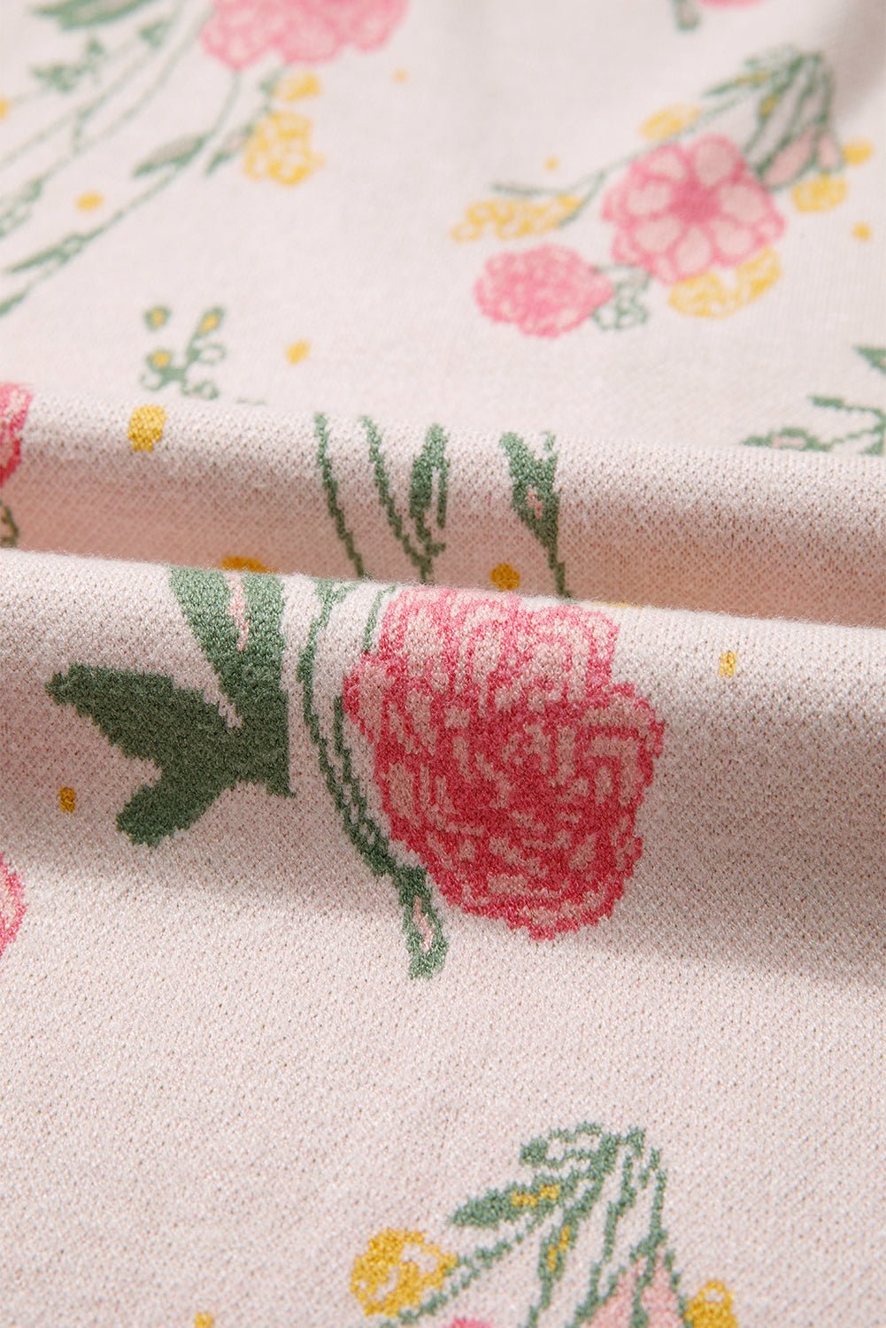 Floral Stripe Contrast V-Neck Sweater - Rooted & Reckless Co.