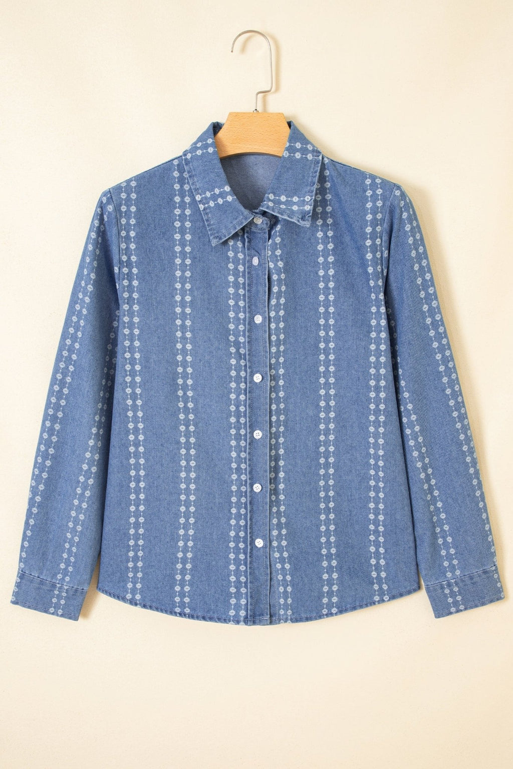 Floral Stripe Denim Buttoned Long Sleeve Shirt - Rooted & Reckless Co.