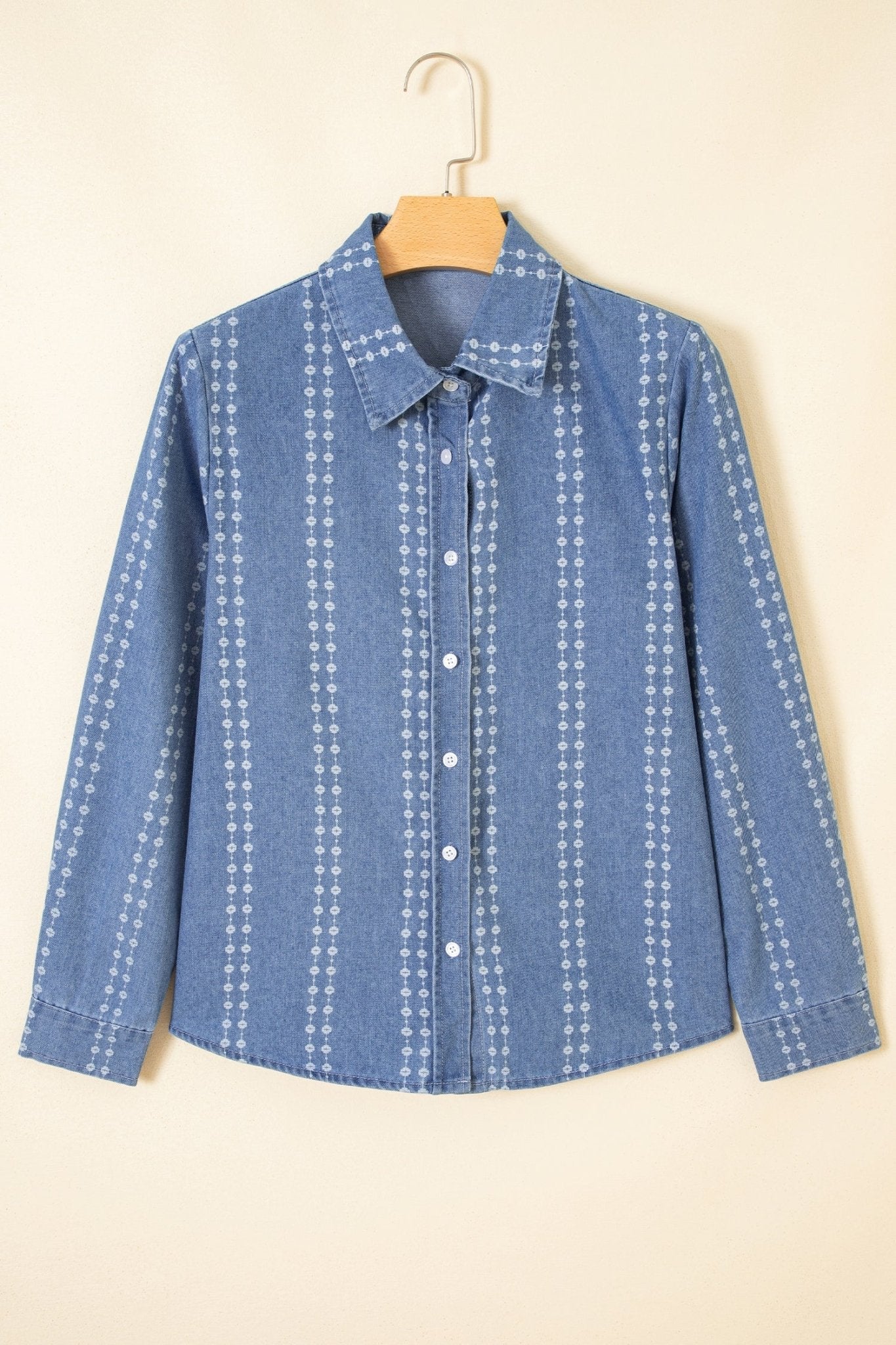 Floral Stripe Denim Buttoned Long Sleeve Shirt - Rooted & Reckless Co.