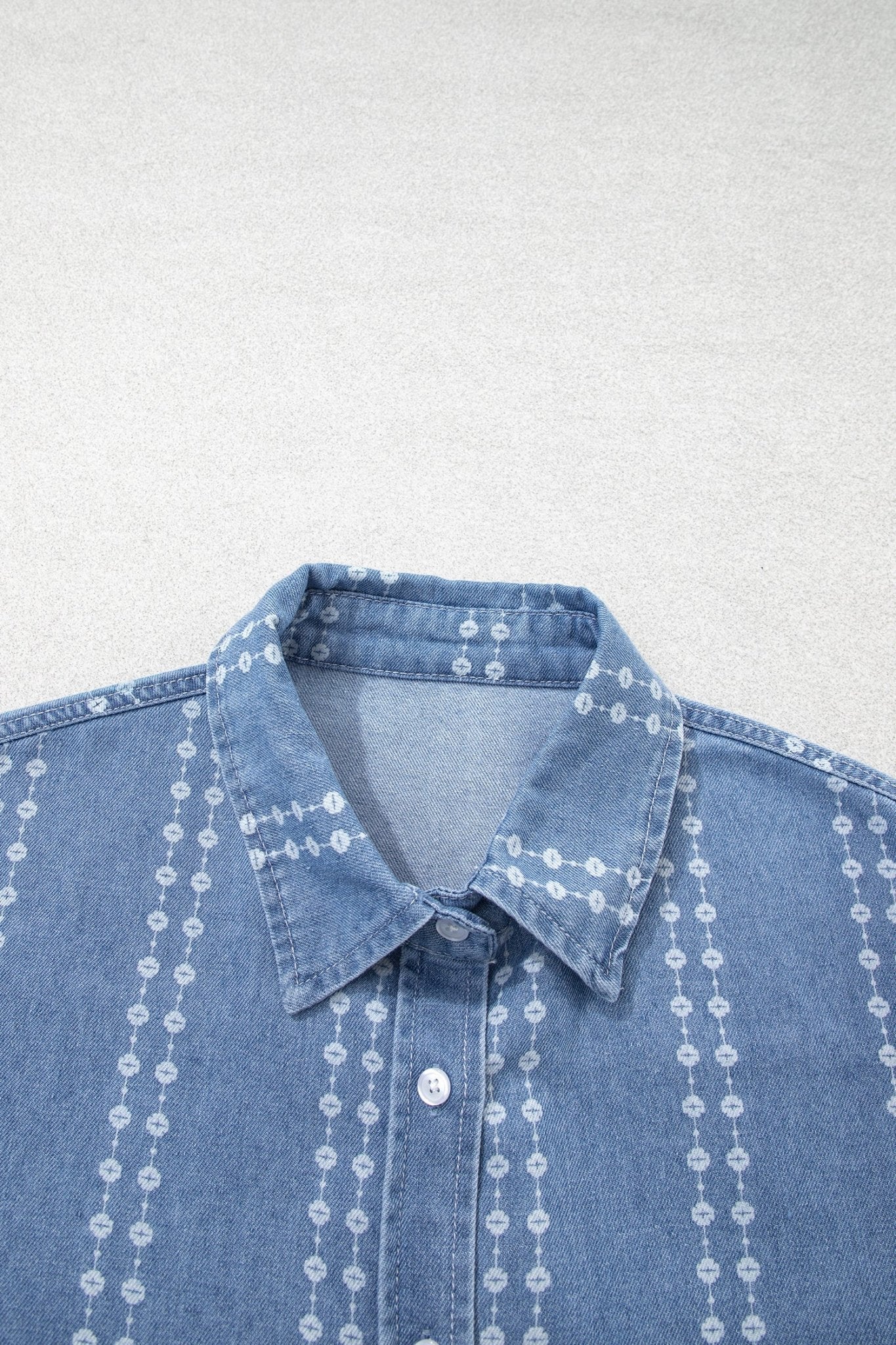 Floral Stripe Denim Buttoned Long Sleeve Shirt - Rooted & Reckless Co.