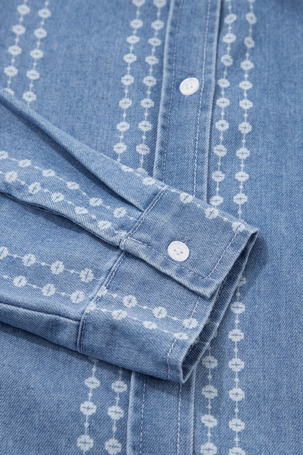 Floral Stripe Denim Buttoned Long Sleeve Shirt - Rooted & Reckless Co.