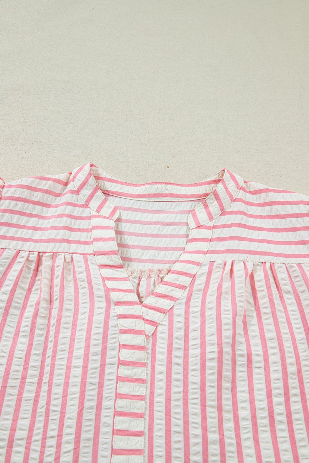 Floral Stripe Embroidered Puff Sleeve V-Neck Blouse - Rooted & Reckless Co.
