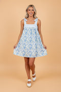 Floral Stripe Patchwork Bow Tie Strap Dress - Rooted & Reckless Co.