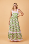 Floral Stripe Patchwork Knot Strap Maxi Dress - Rooted & Reckless Co.