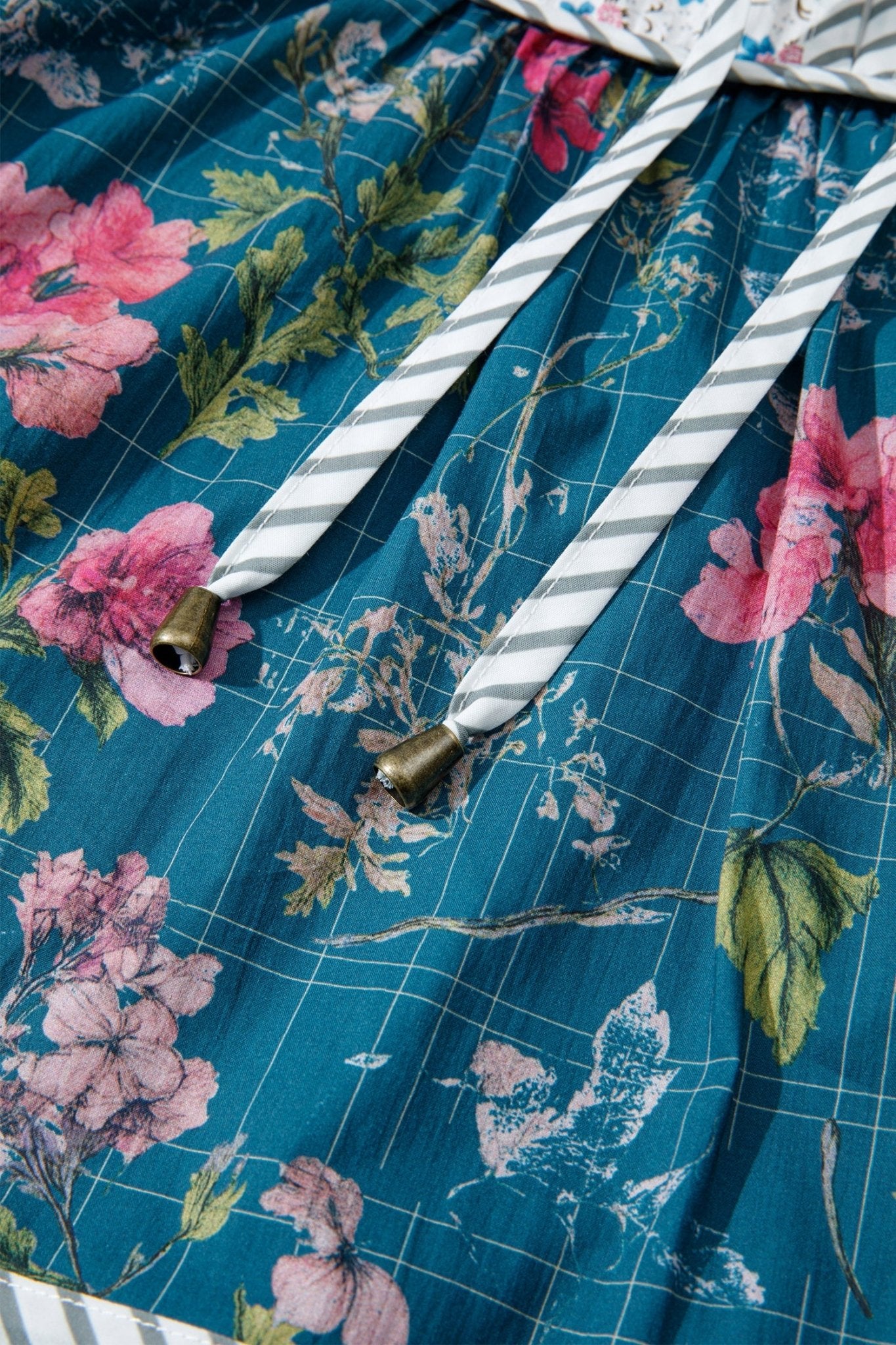 Floral Stripe Patchwork Long Puff Sleeve Blouse - Rooted & Reckless Co.