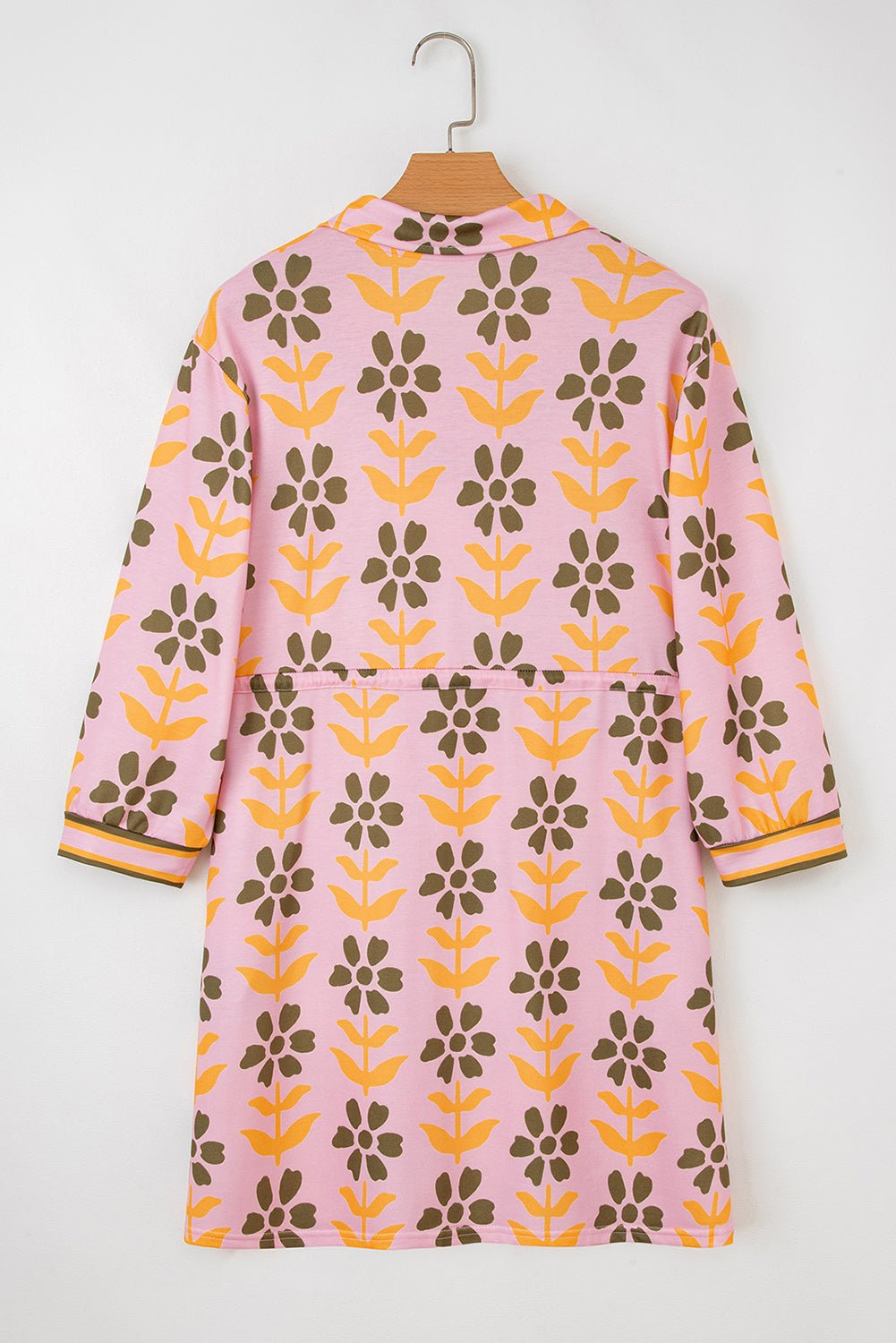 Floral Stripe Patchwork Long Sleeve Mini Dress - Rooted & Reckless Co.