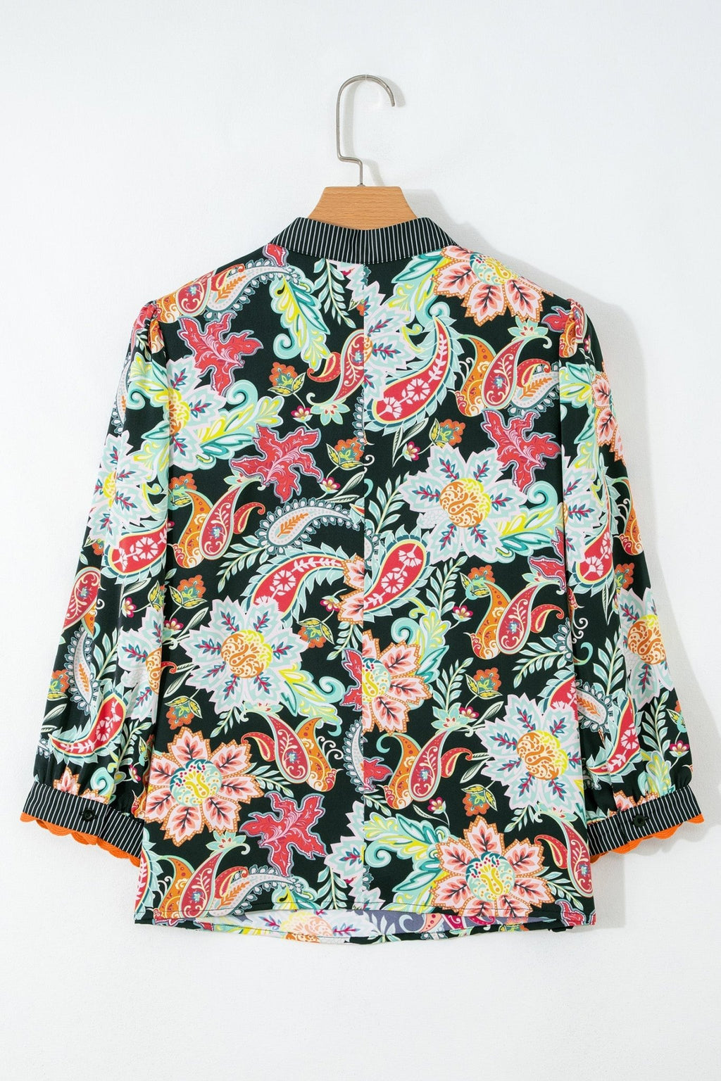 Floral Stripe Patchwork Ricrac Trim Blouse - Rooted & Reckless Co.