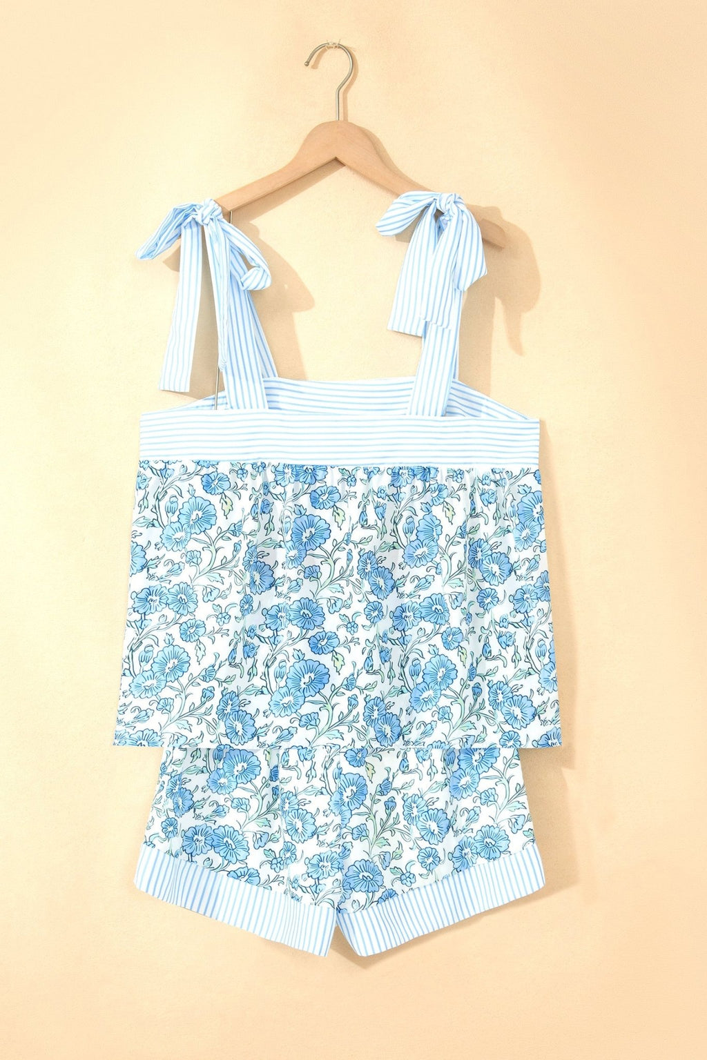 Floral Stripe Patchwork Top & Shorts Set - Rooted & Reckless Co.