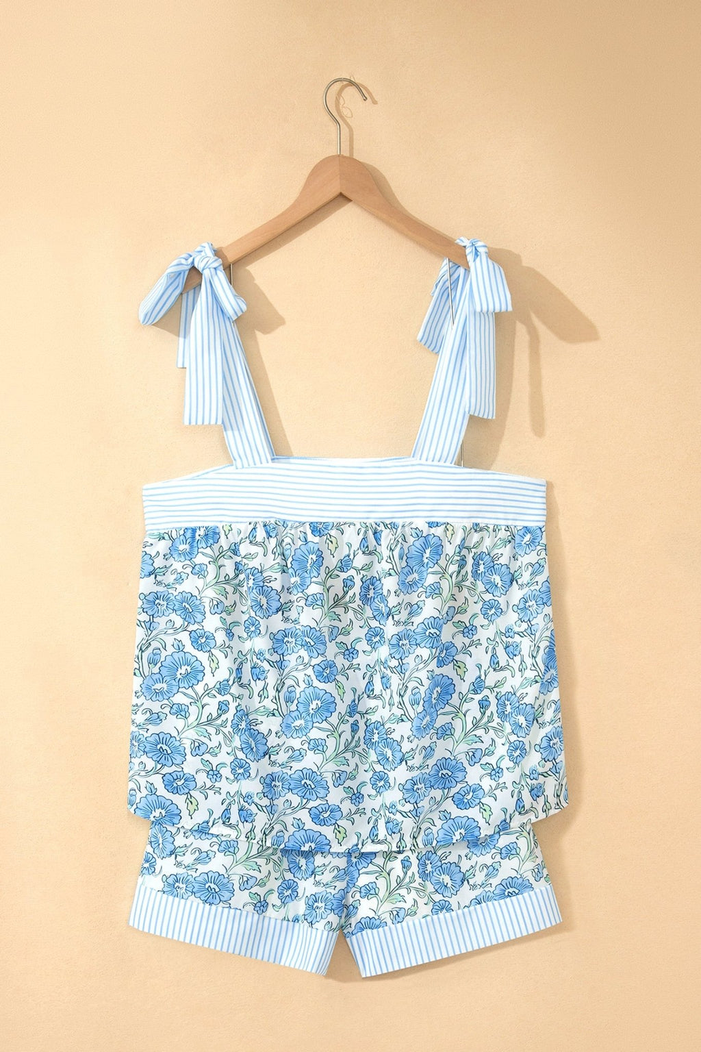 Floral Stripe Patchwork Top & Shorts Set - Rooted & Reckless Co.