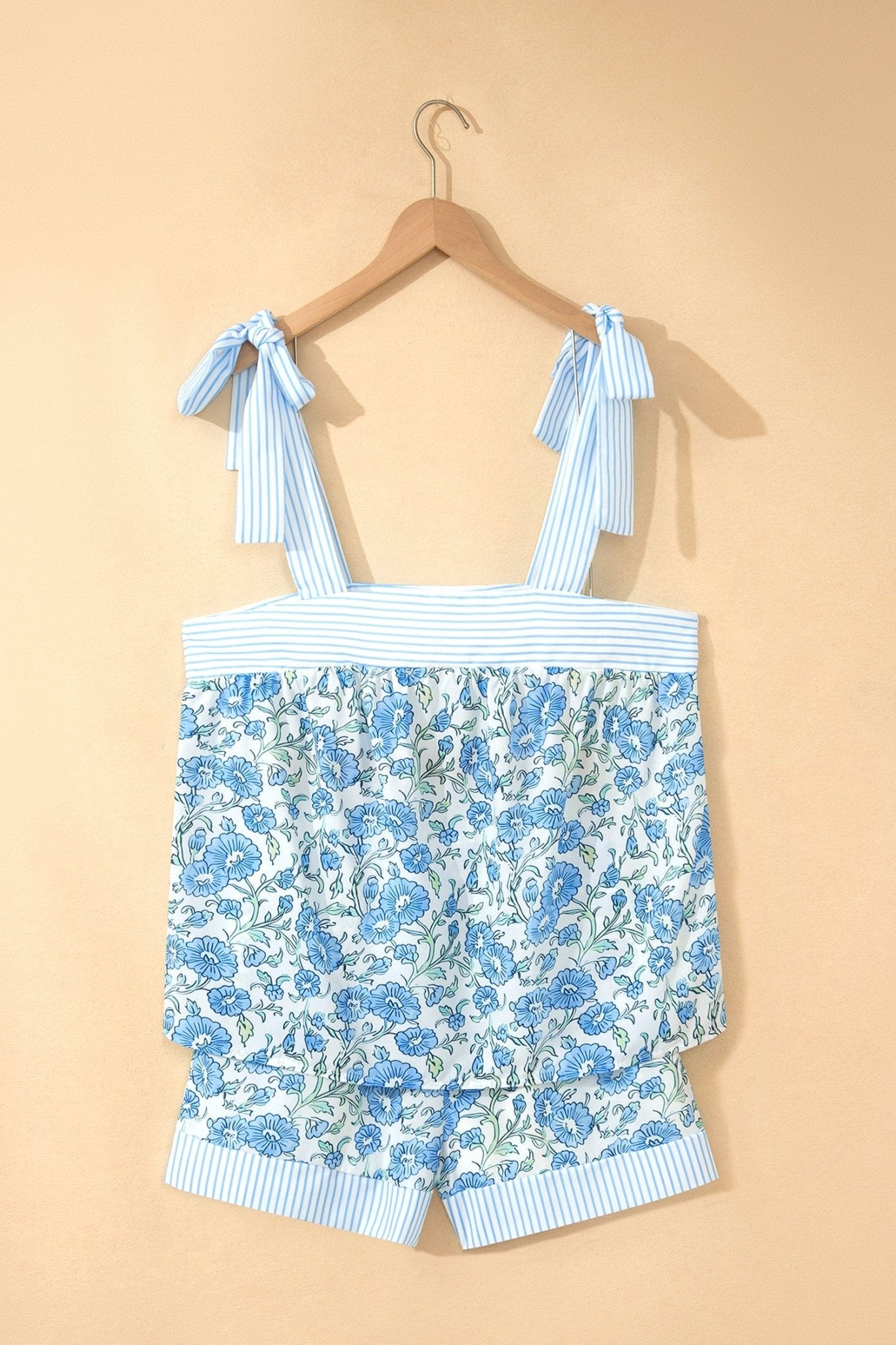 Floral Stripe Patchwork Top & Shorts Set - Rooted & Reckless Co.