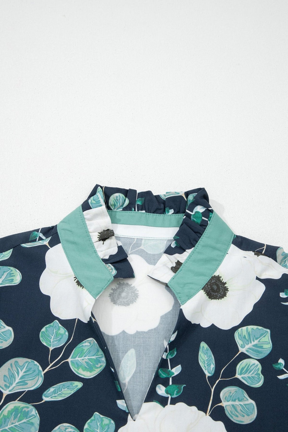 Floral Stripe Patchwork V-Neck Short Sleeve Blouse - Rooted & Reckless Co.