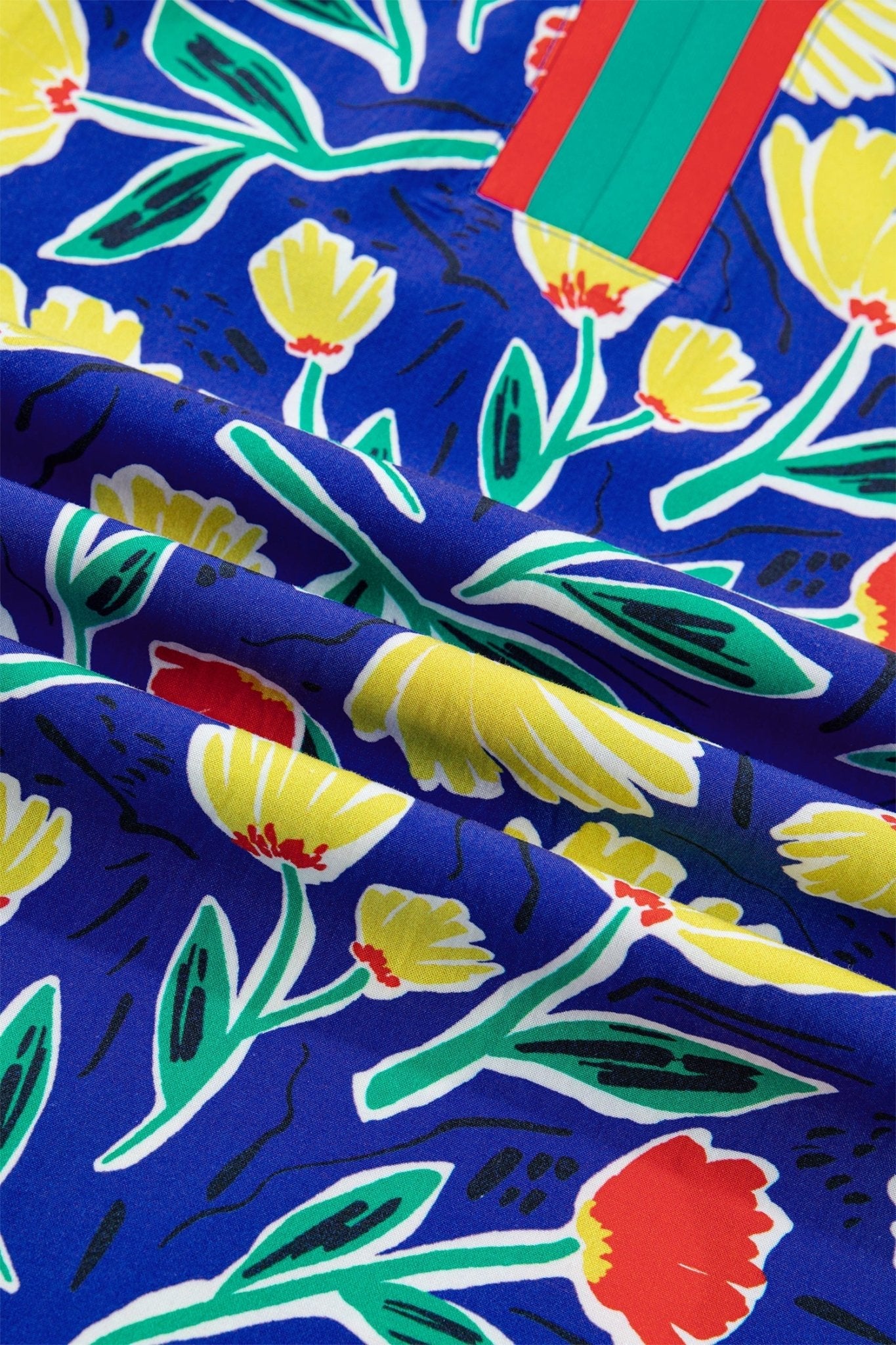 Floral Stripe Patchwork V-Neck Short Sleeve Blouse - Rooted & Reckless Co.