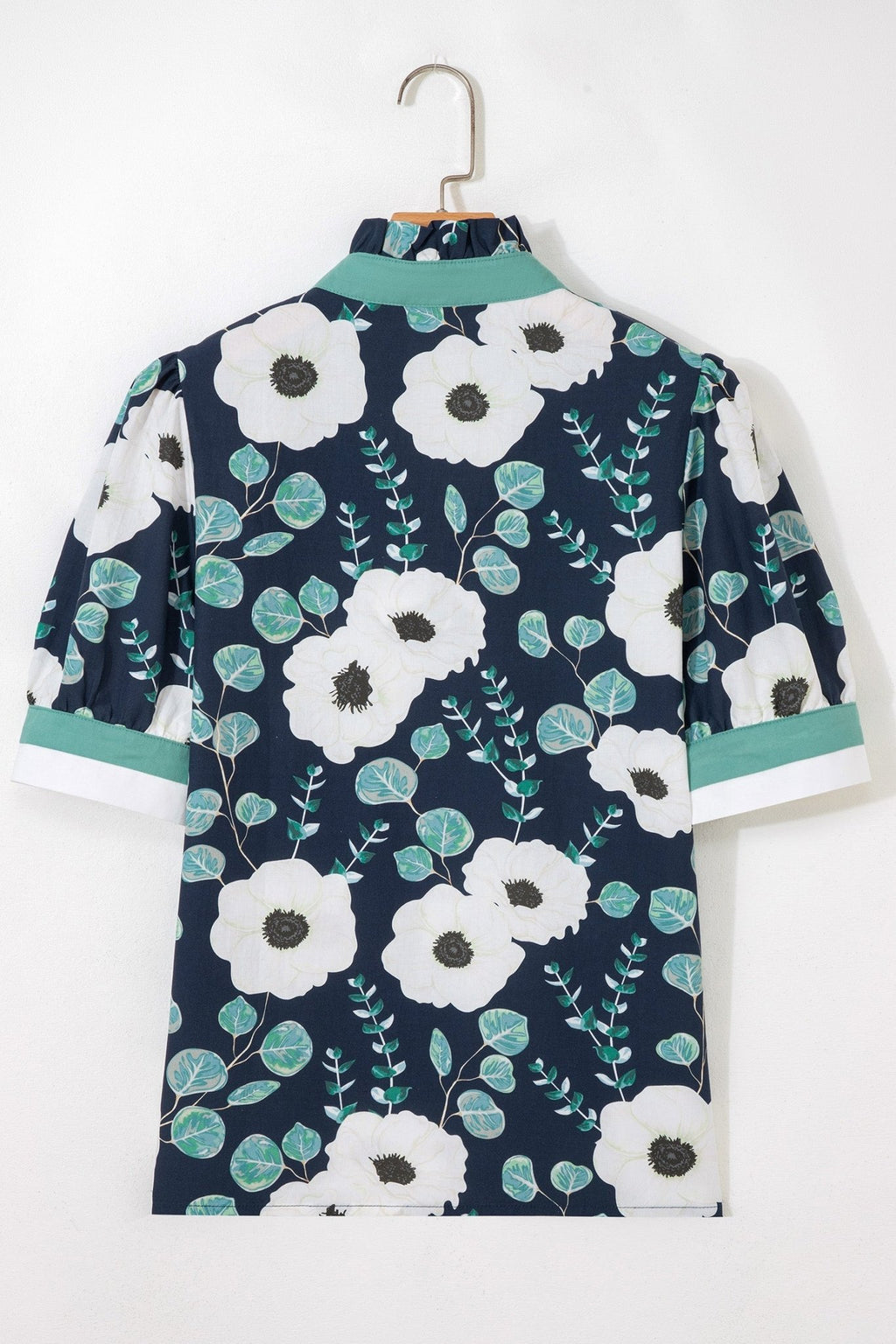 Floral Stripe Patchwork V-Neck Short Sleeve Blouse - Rooted & Reckless Co.