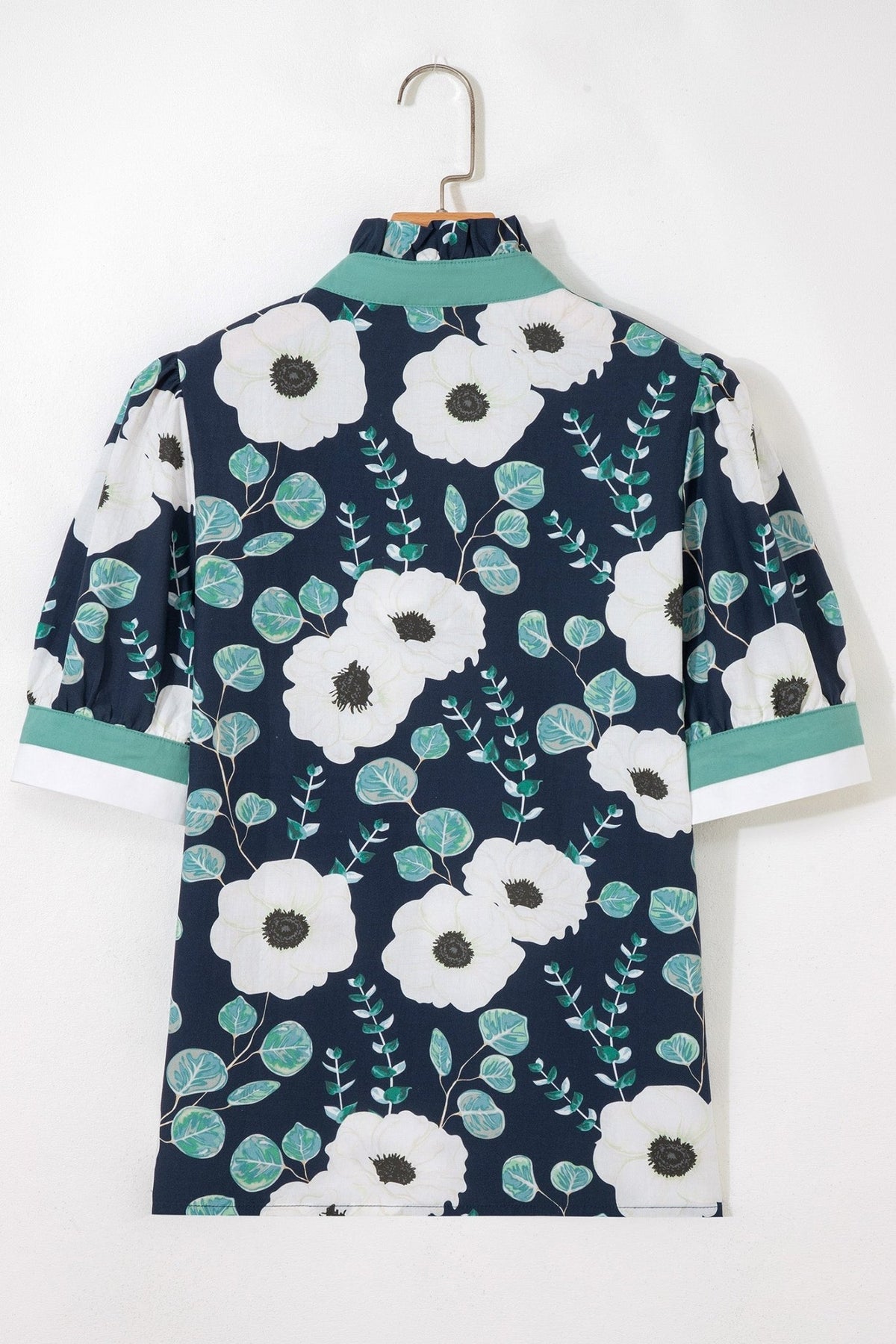 Floral Stripe Patchwork V-Neck Short Sleeve Blouse - Rooted & Reckless Co.