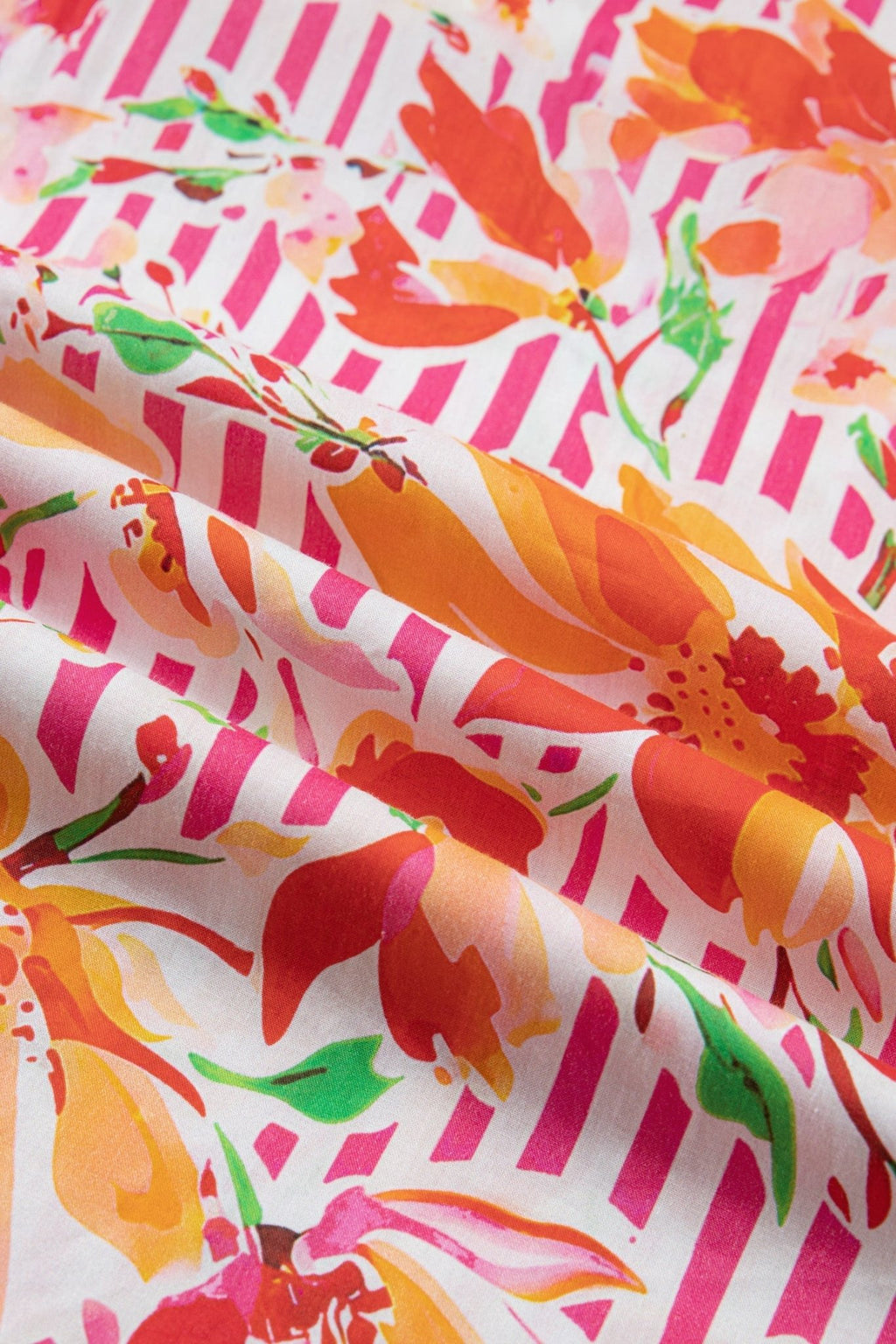 Floral Stripe Tie Neck Puff Sleeve Mini Dress - Rooted & Reckless Co.