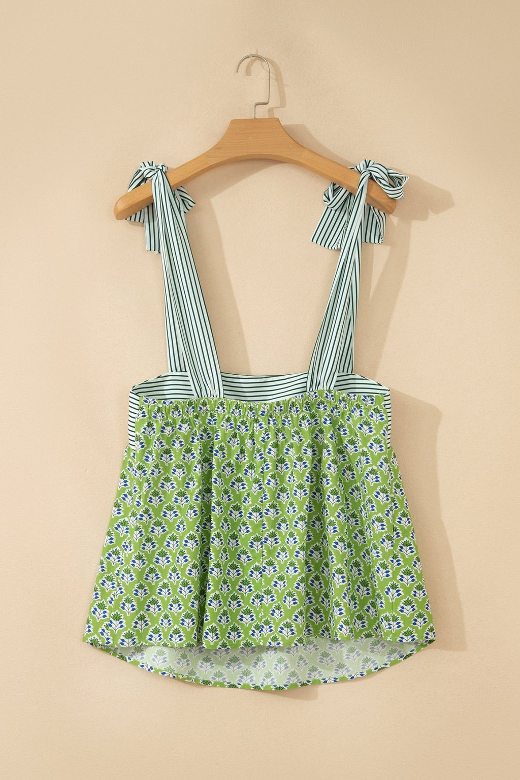 Floral Stripe Tie Strap Babydoll Tank Top - Rooted & Reckless Co.