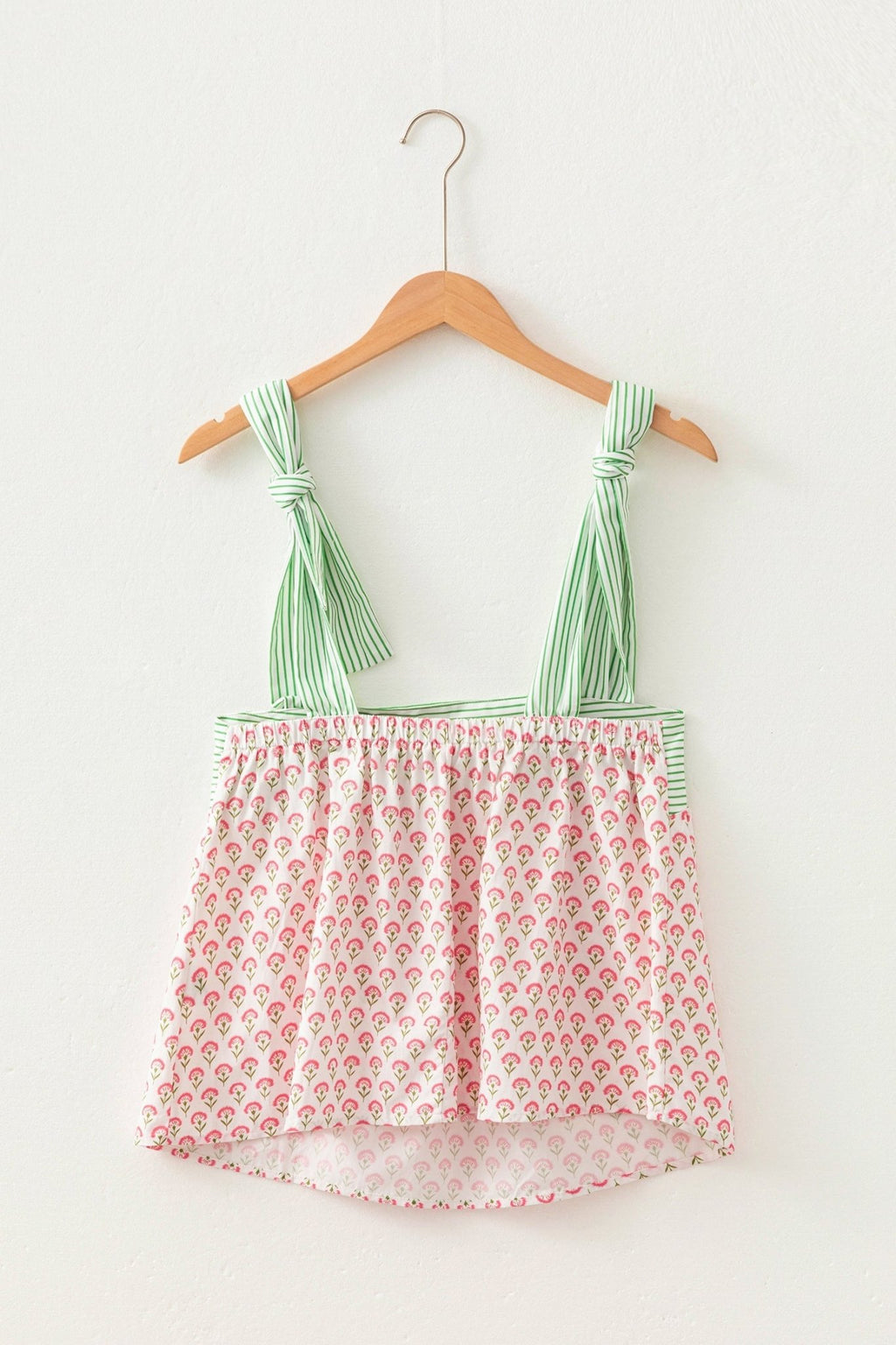 Floral Stripe Tie Strap Babydoll Tank Top - Rooted & Reckless Co.