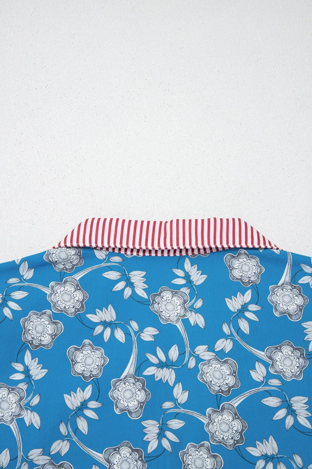 Floral Stripe Trim Button Neck Short Sleeve Blouse - Rooted & Reckless Co.