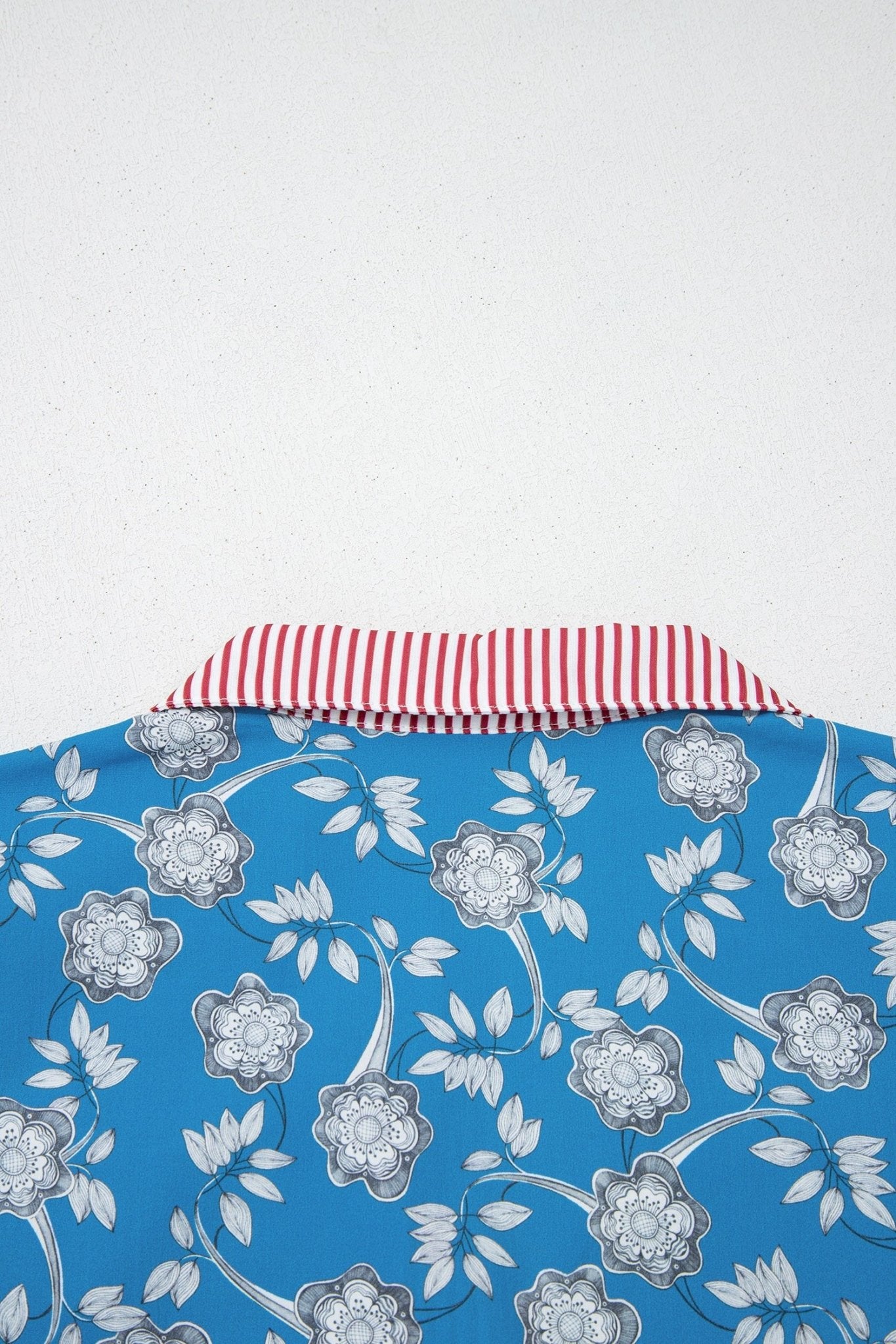 Floral Stripe Trim Button Neck Short Sleeve Blouse - Rooted & Reckless Co.