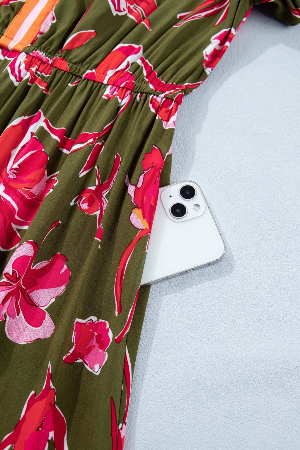 Floral Stripe Trim Short Puff Sleeve Maxi Dress - Rooted & Reckless Co.
