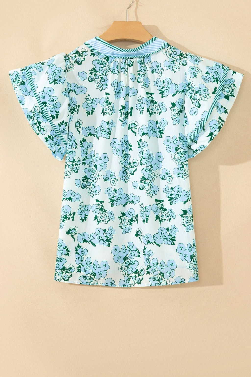 Floral Stripe V-Neck Flutter Sleeve Blouse - Rooted & Reckless Co.