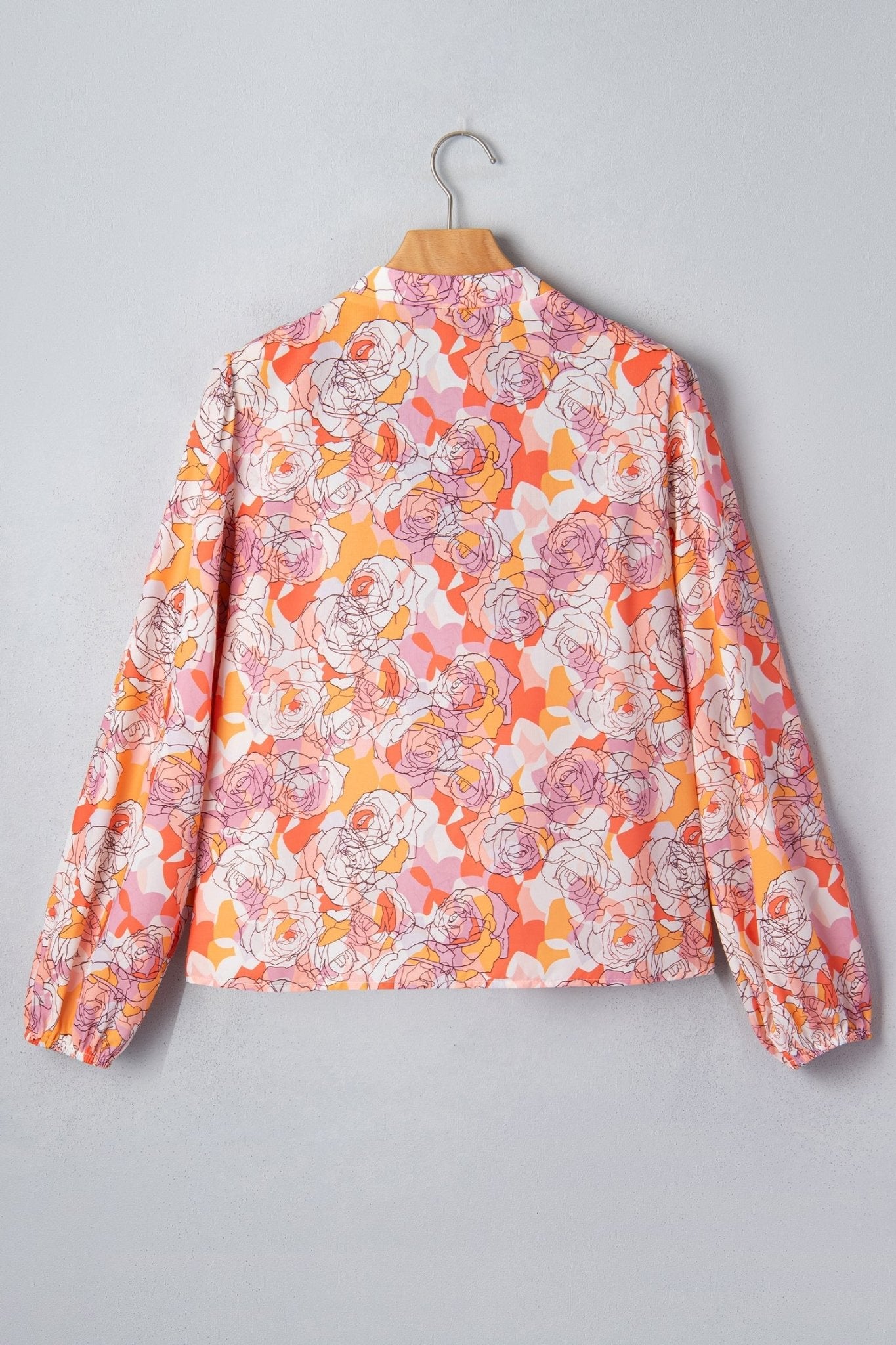 Floral Stripe V-Neck Long Sleeve Blouse - Rooted & Reckless Co.