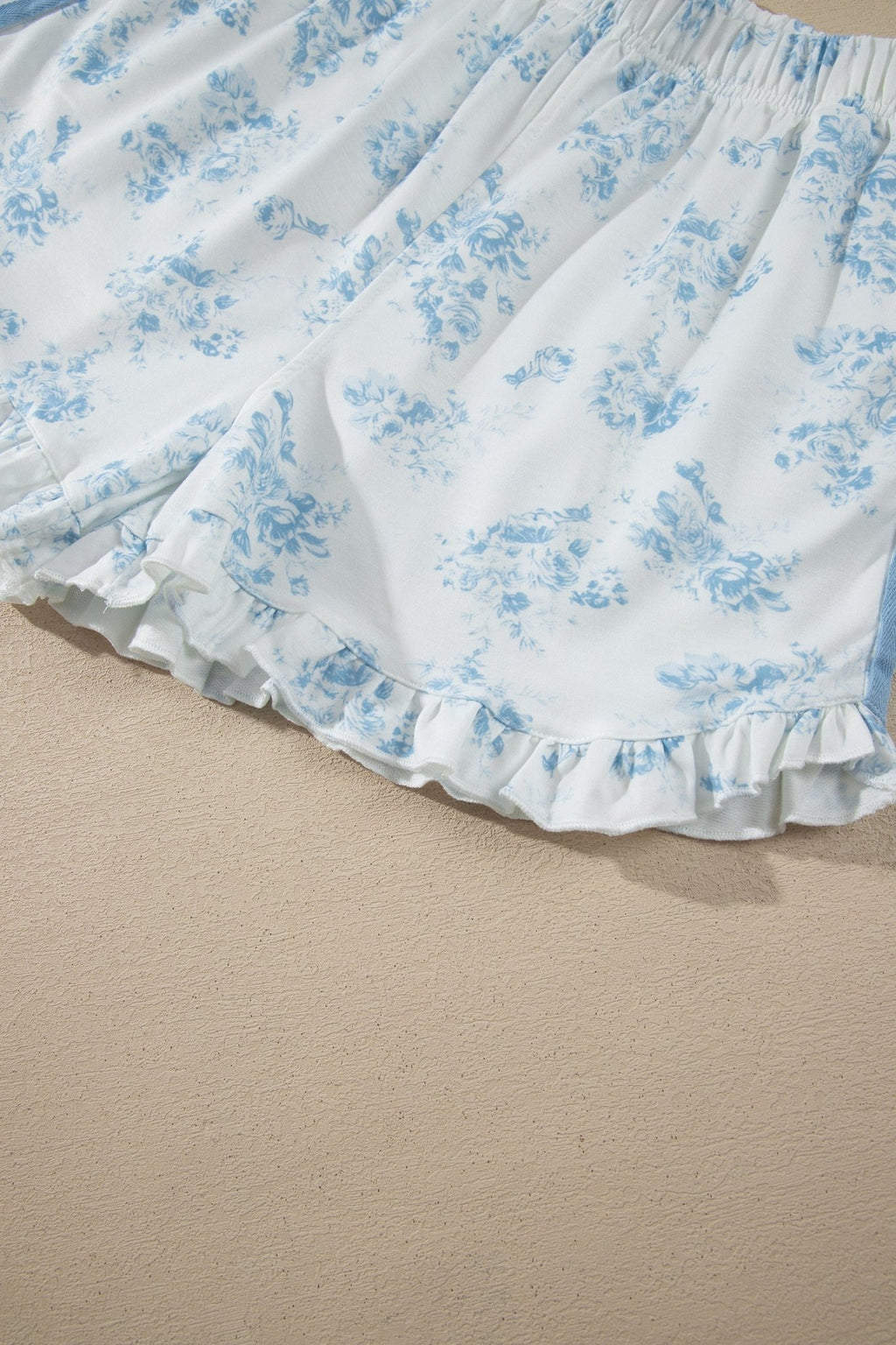 Floral Striped Side Detail Ruffle Hem Top & Shorts Set - Rooted & Reckless Co.