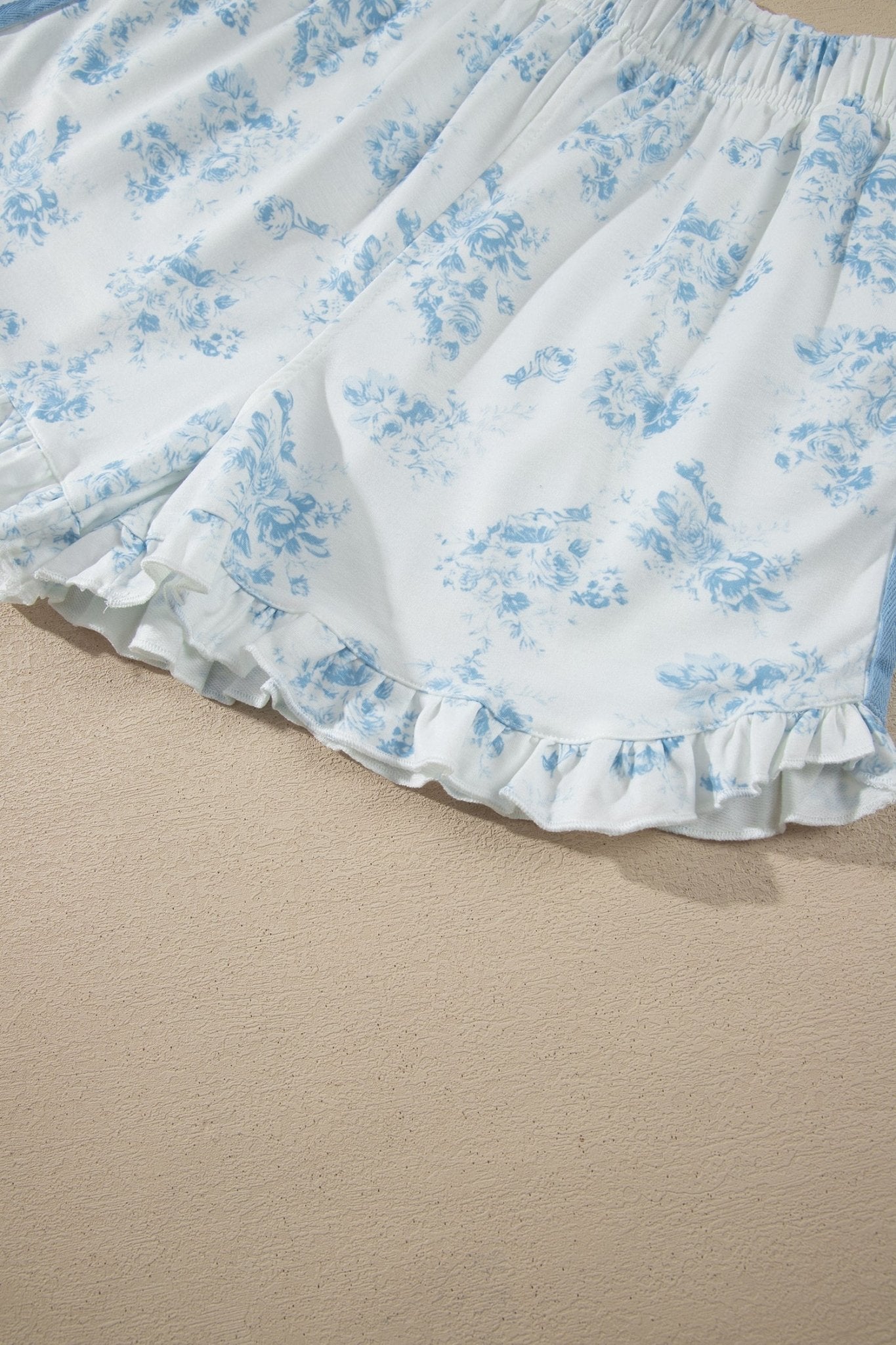 Floral Striped Side Detail Ruffle Hem Top & Shorts Set - Rooted & Reckless Co.