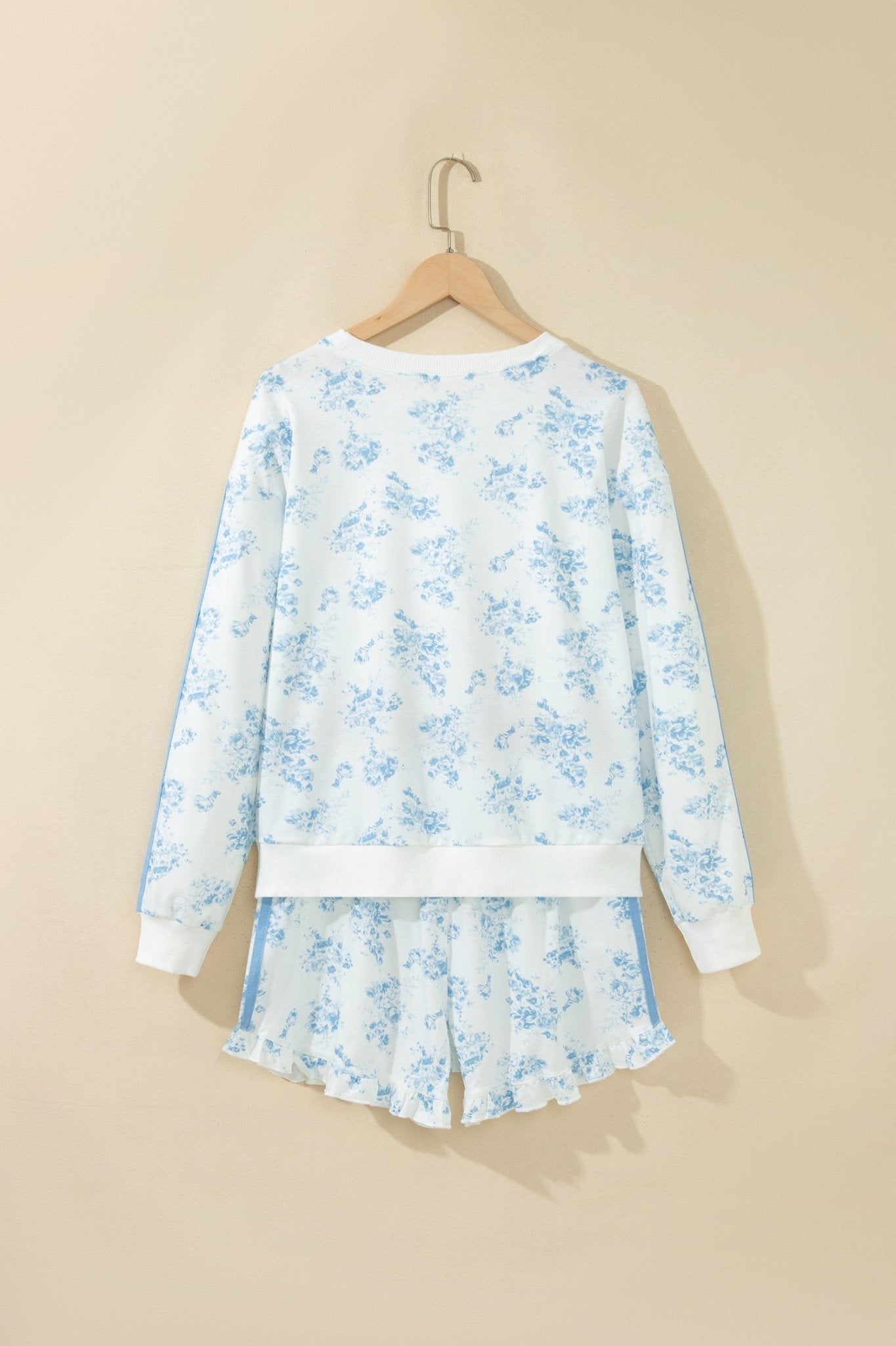 Floral Striped Side Detail Ruffle Hem Top & Shorts Set - Rooted & Reckless Co.