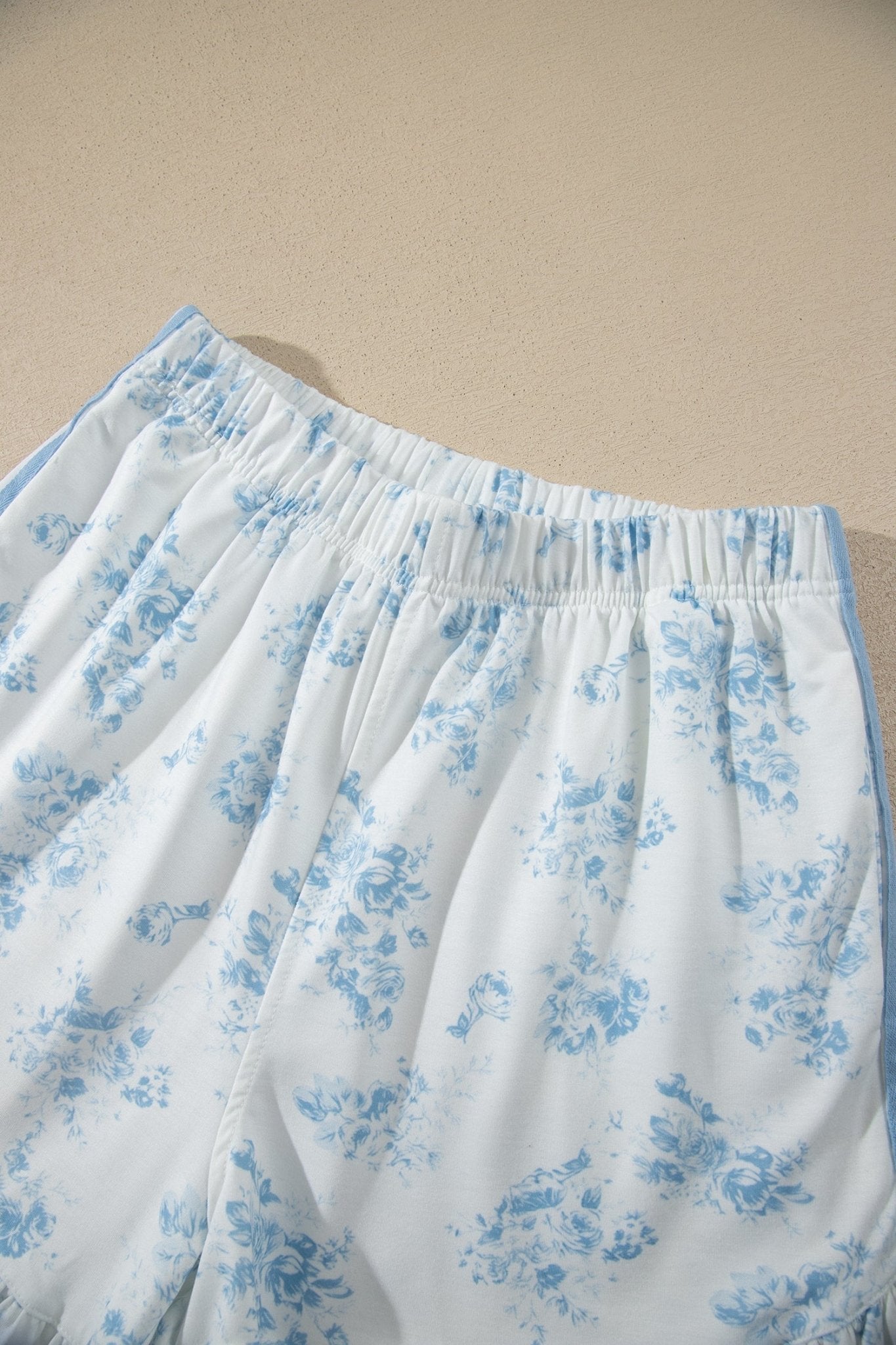Floral Striped Side Detail Ruffle Hem Top & Shorts Set - Rooted & Reckless Co.