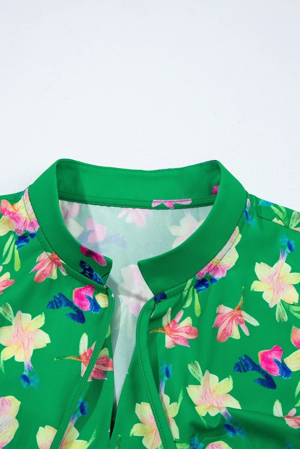 Floral Tassel Tie Split Neck Short Sleeve Blouse - Rooted & Reckless Co.