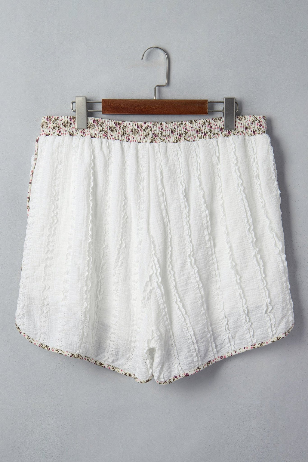 Floral Textured Lace Star Patch Drawstring Shorts - Rooted & Reckless Co.