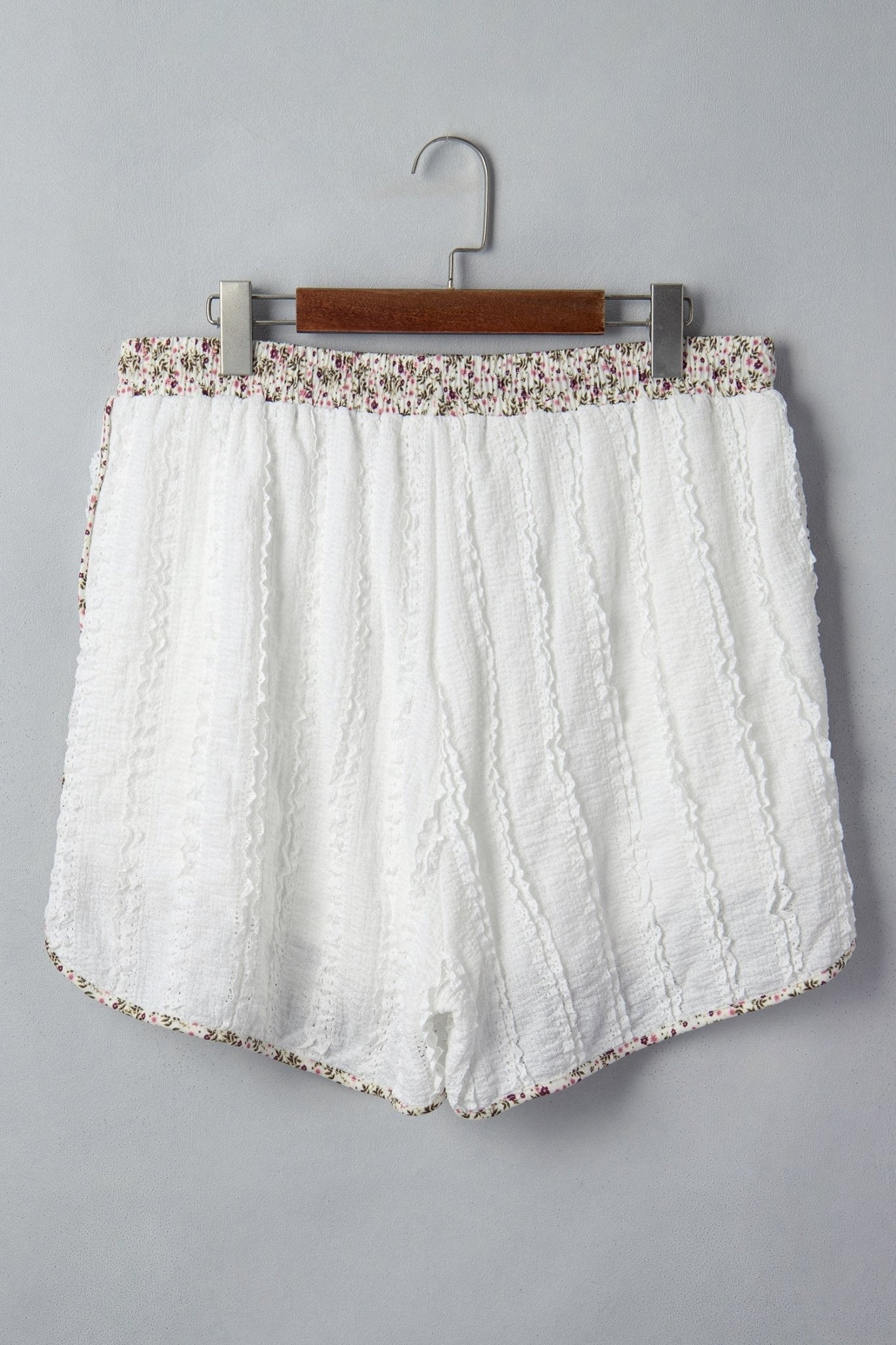 Floral Textured Lace Star Patch Drawstring Shorts - Rooted & Reckless Co.