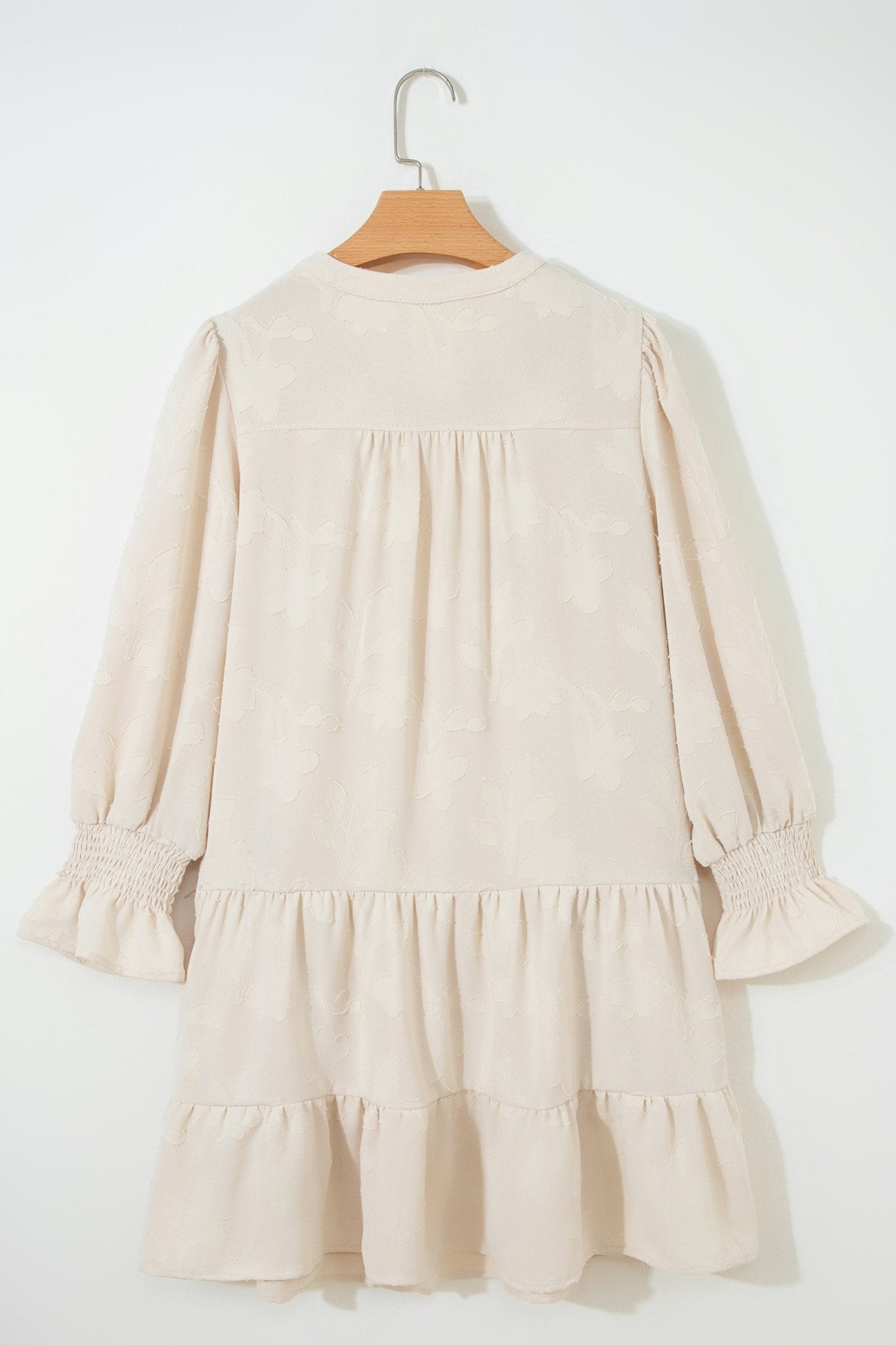 Floral Textured Long Sleeve Tiered Mini Dress - Rooted & Reckless Co.