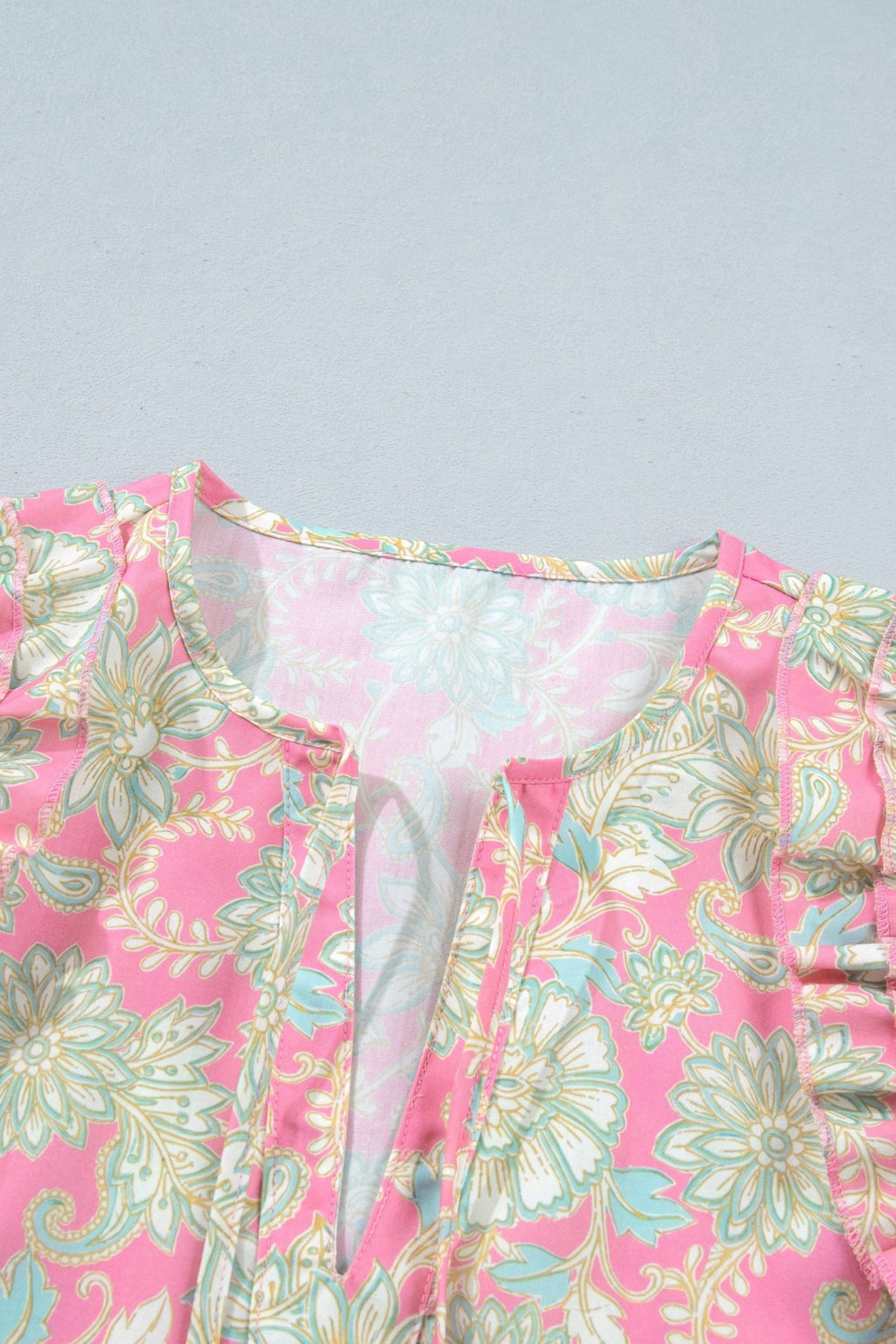 Floral Tie Neck Puff Sleeve Blouse - Rooted & Reckless Co.