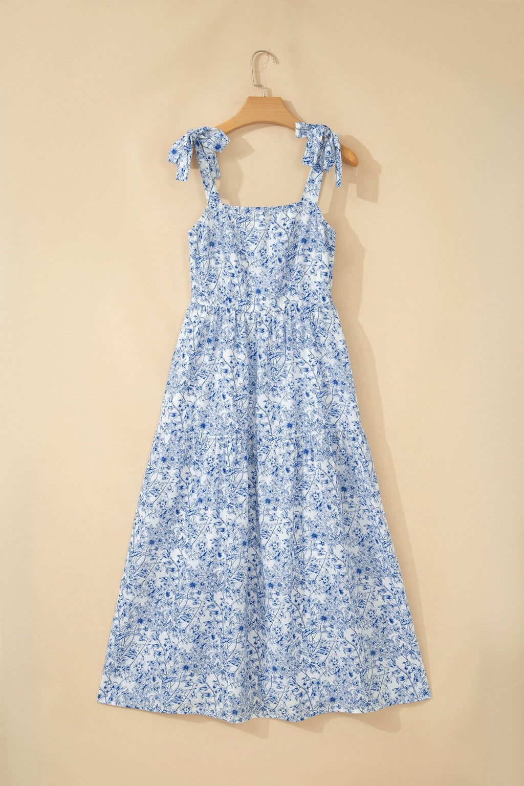 Floral Tie Strap Flared Maxi Dress - Rooted & Reckless Co.