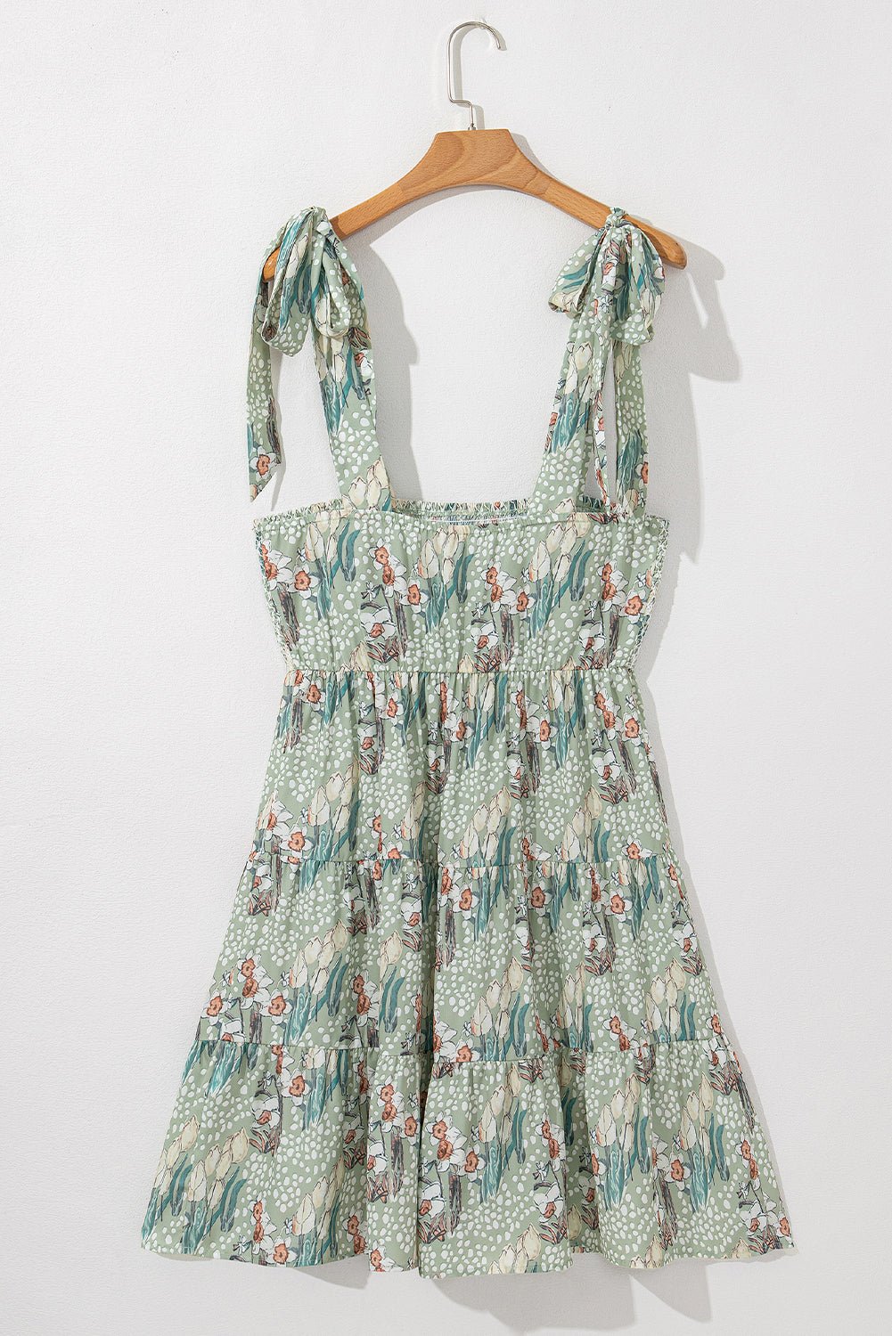 Floral Tie Straps Smocked Ruffle Tiered Dress - Rooted & Reckless Co.