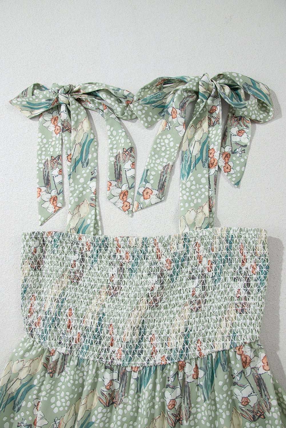 Floral Tie Straps Smocked Ruffle Tiered Dress - Rooted & Reckless Co.