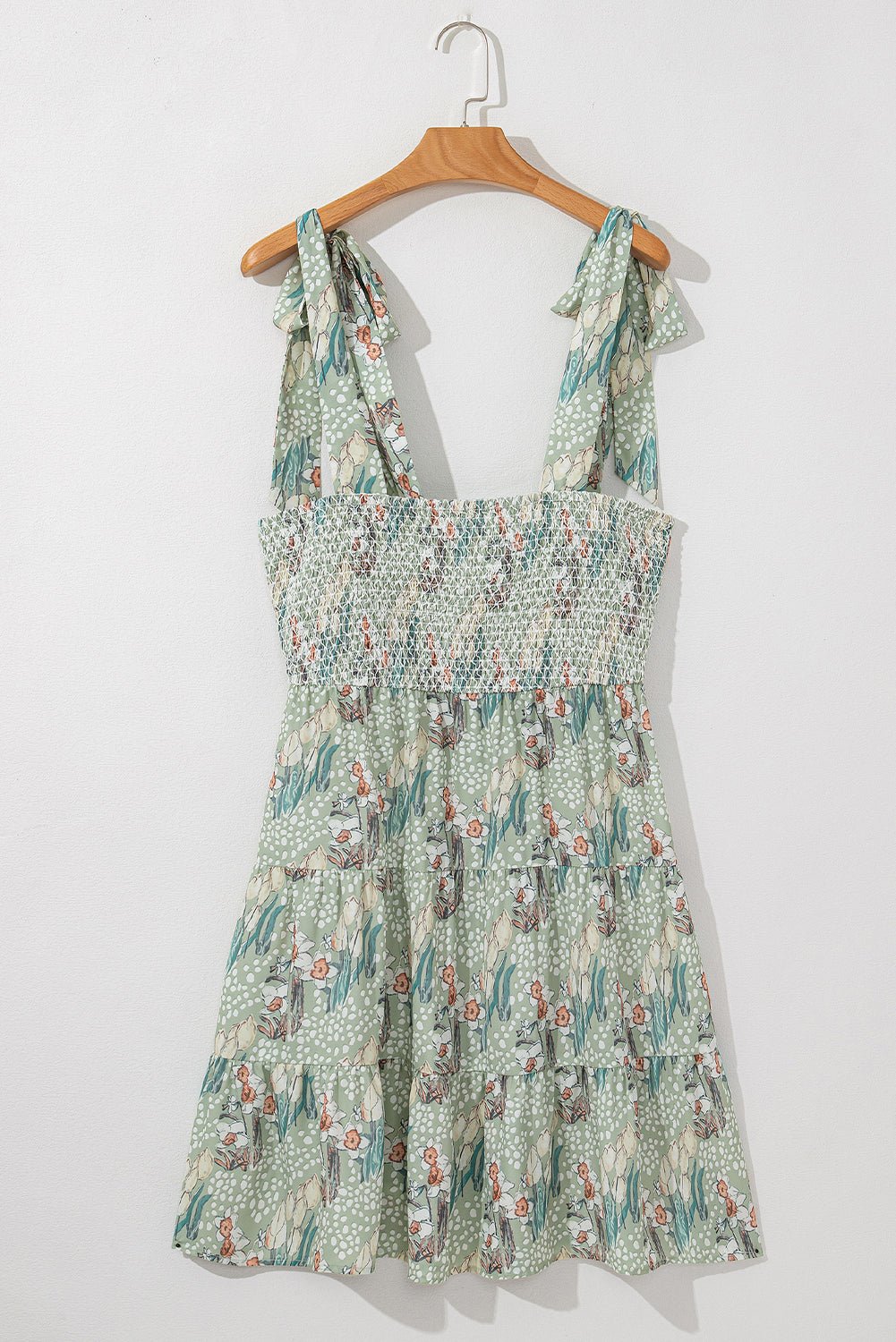 Floral Tie Straps Smocked Ruffle Tiered Dress - Rooted & Reckless Co.