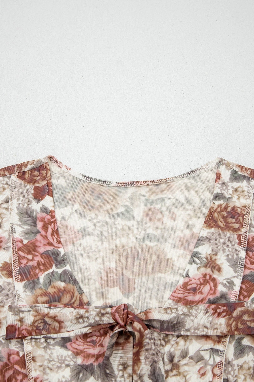 Floral Tie V-Neck Long Bell Sleeve Blouse - Rooted & Reckless Co.