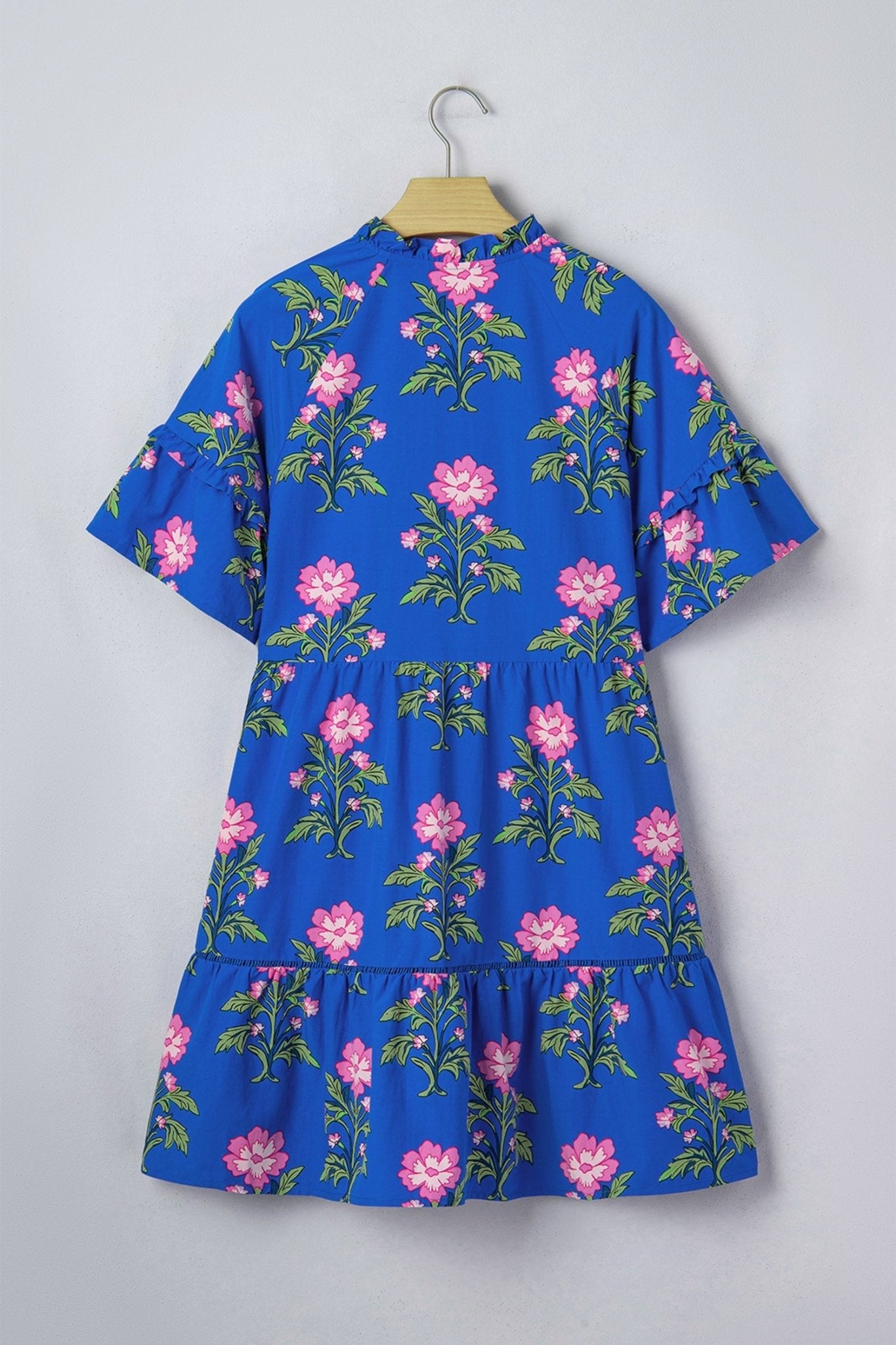 Floral Tie V-Neck Short Sleeve Mini Dress - Rooted & Reckless Co.