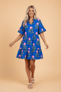 Floral Tie V-Neck Short Sleeve Mini Dress - Rooted & Reckless Co.