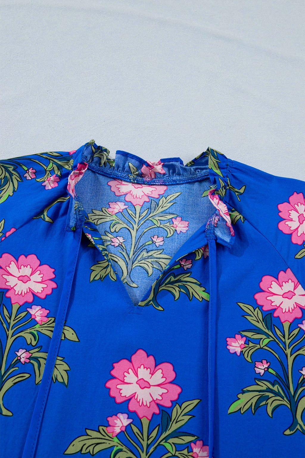 Floral Tie V-Neck Short Sleeve Mini Dress - Rooted & Reckless Co.