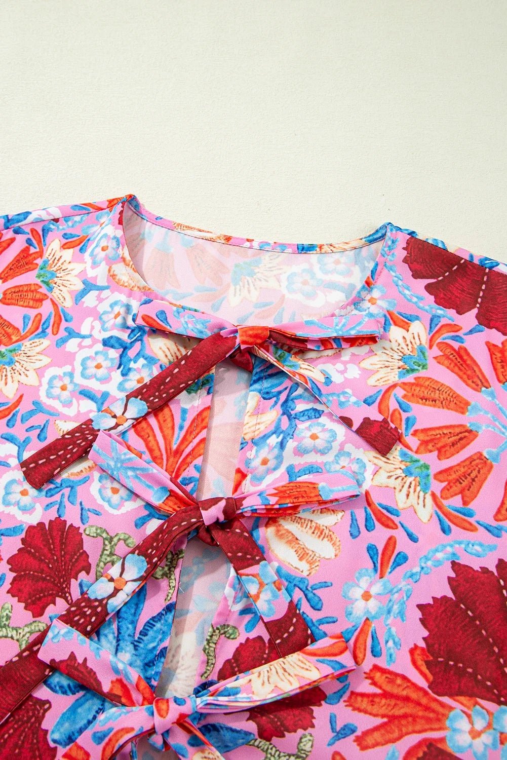 Floral Tied Front High Waist Short Sleeve Dress - Rooted & Reckless Co.