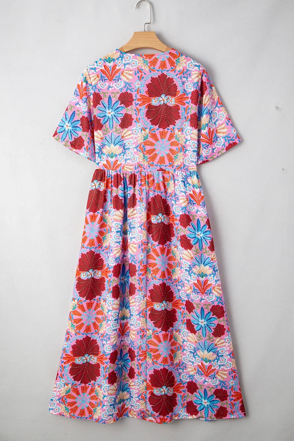 Floral Tied Front High Waist Short Sleeve Dress - Rooted & Reckless Co.