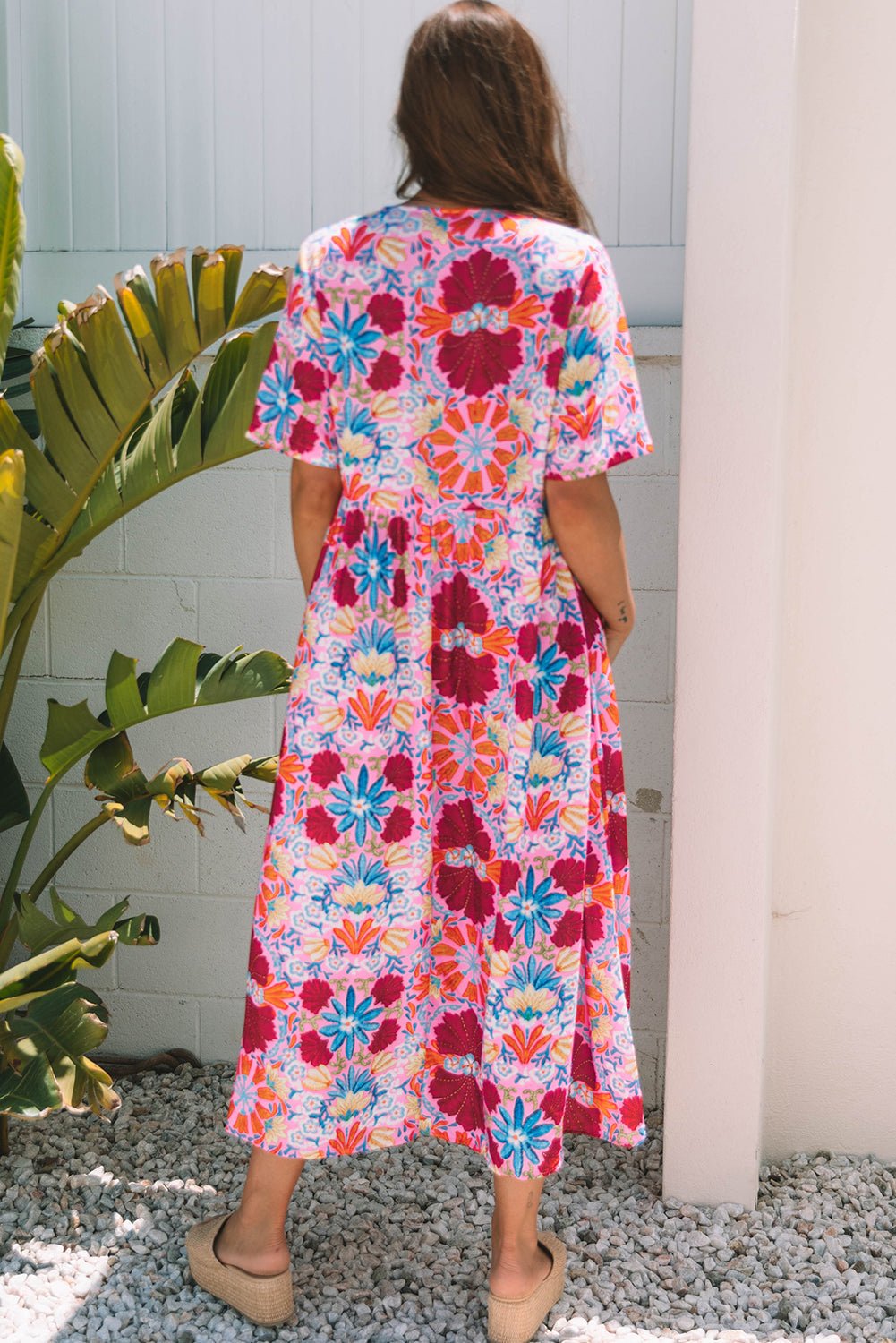 Floral Tied Front High Waist Short Sleeve Dress - Rooted & Reckless Co.